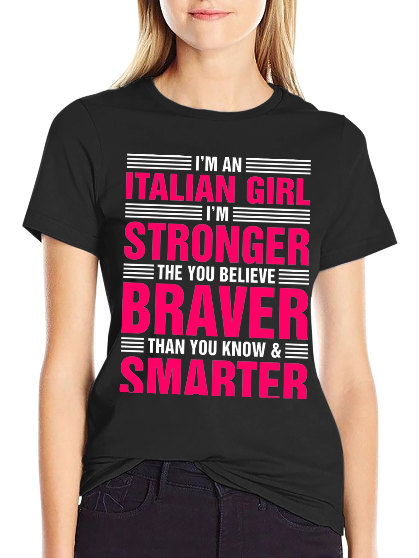 Black Italian Girl Stronger Braver Smarter T-Shirt view 2