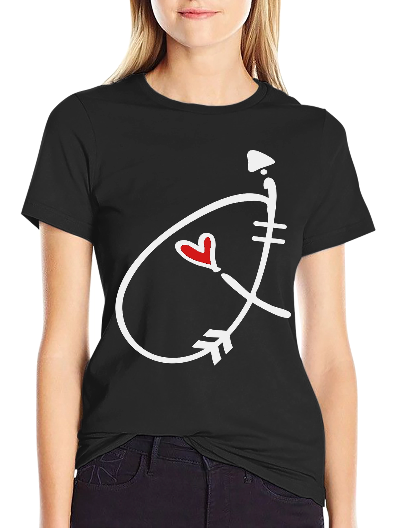 Black Heart Arrow Graphic Tee - Stylish Casual Shirt view 2