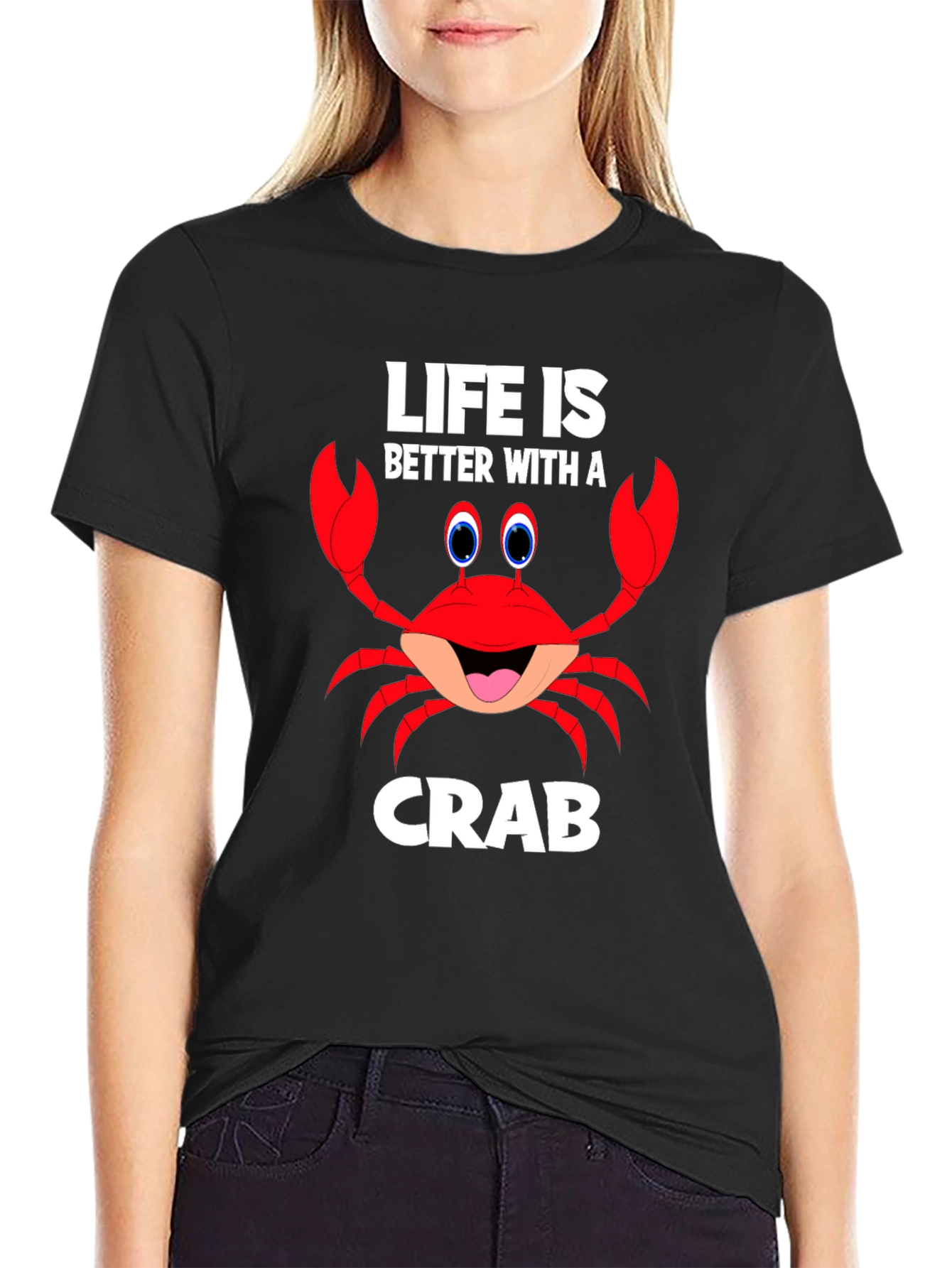 Black Life is Better with a Crab Funny Graphic T-Shirt view 2
