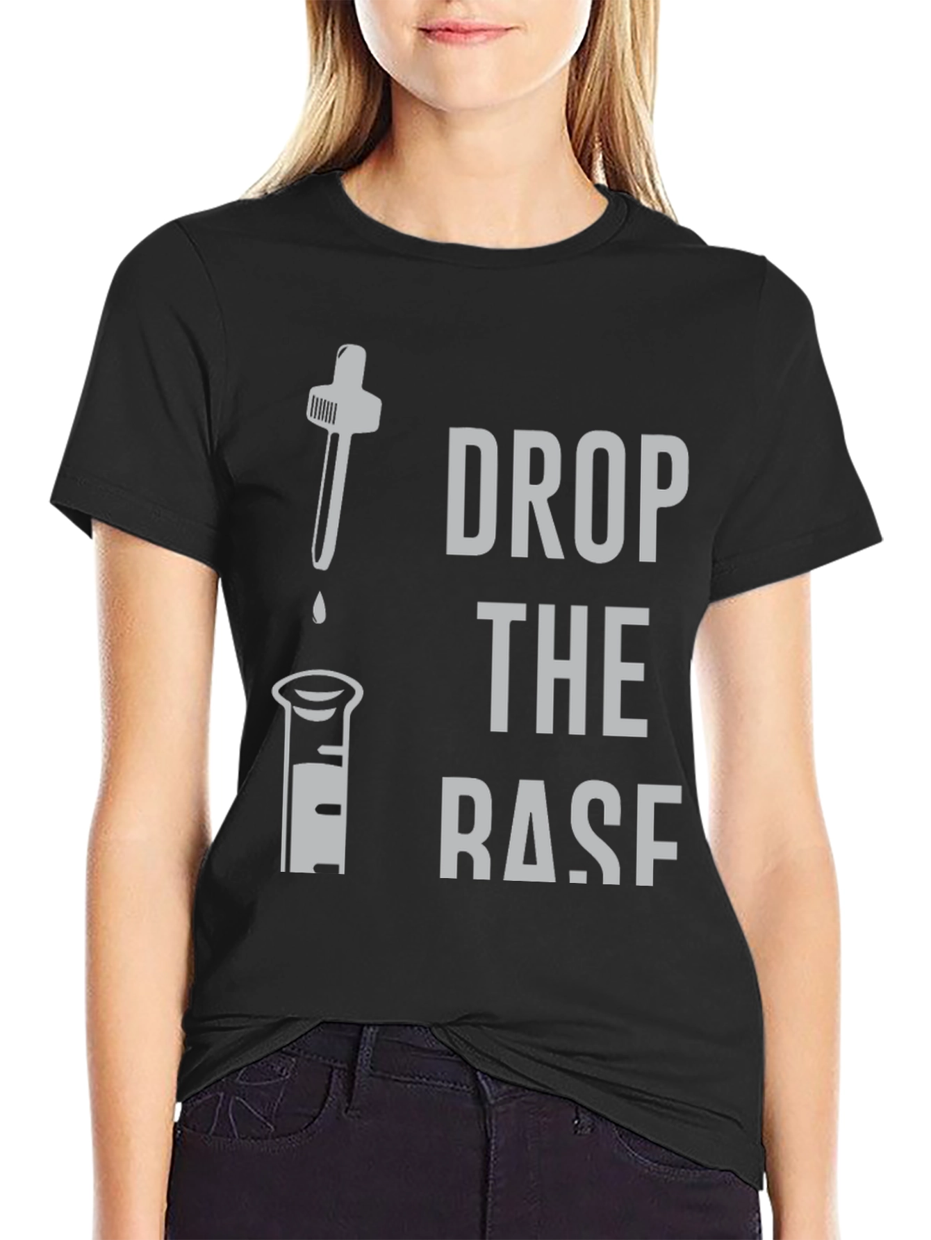 Black Drop the Base Funny Chemistry T-Shirt view 2