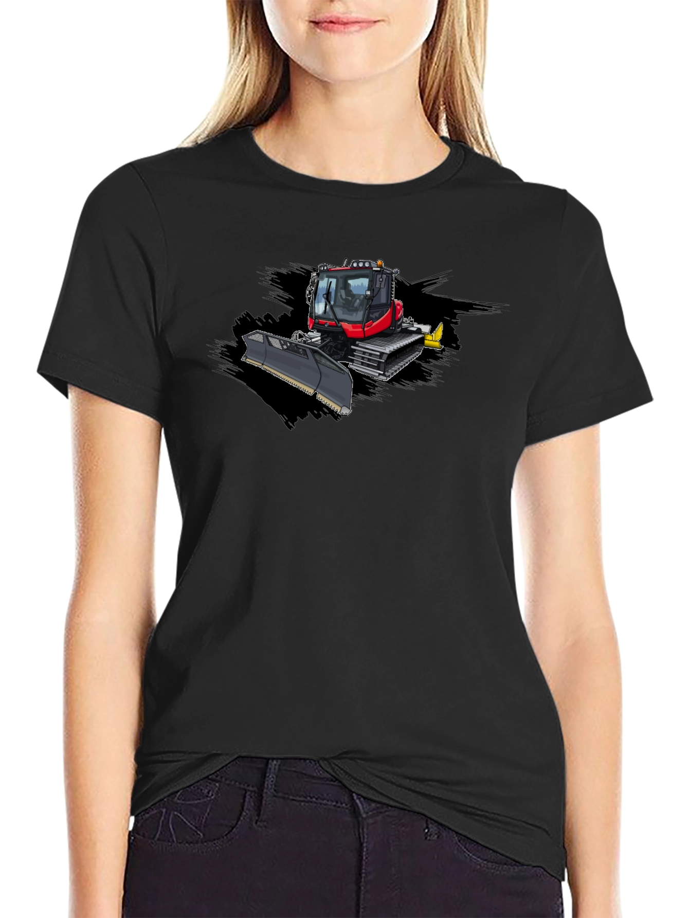 Black Snow Groomer Graphic Tee - Black Cotton T-Shirt view 2