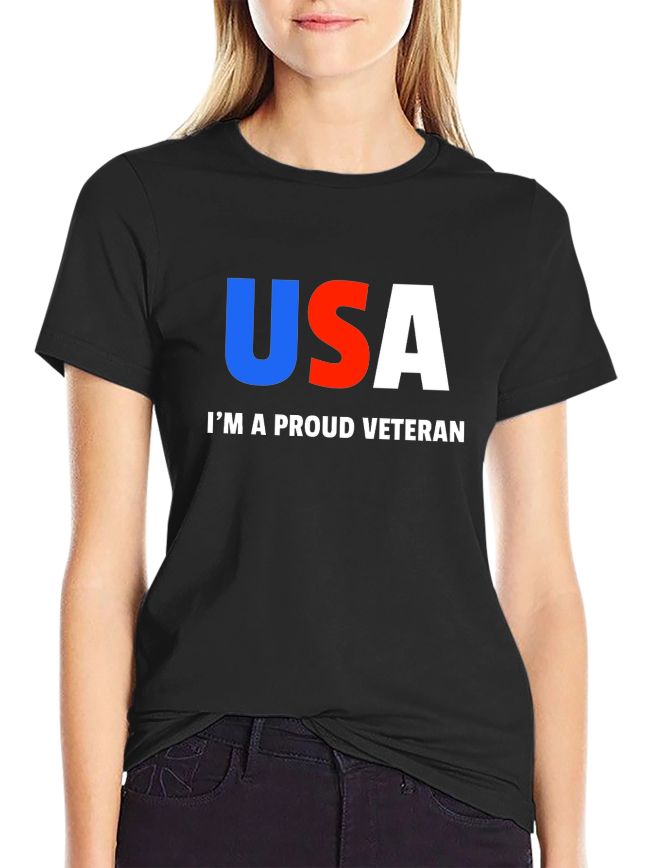 Black Proud Veteran USA Graphic T-Shirt view 2