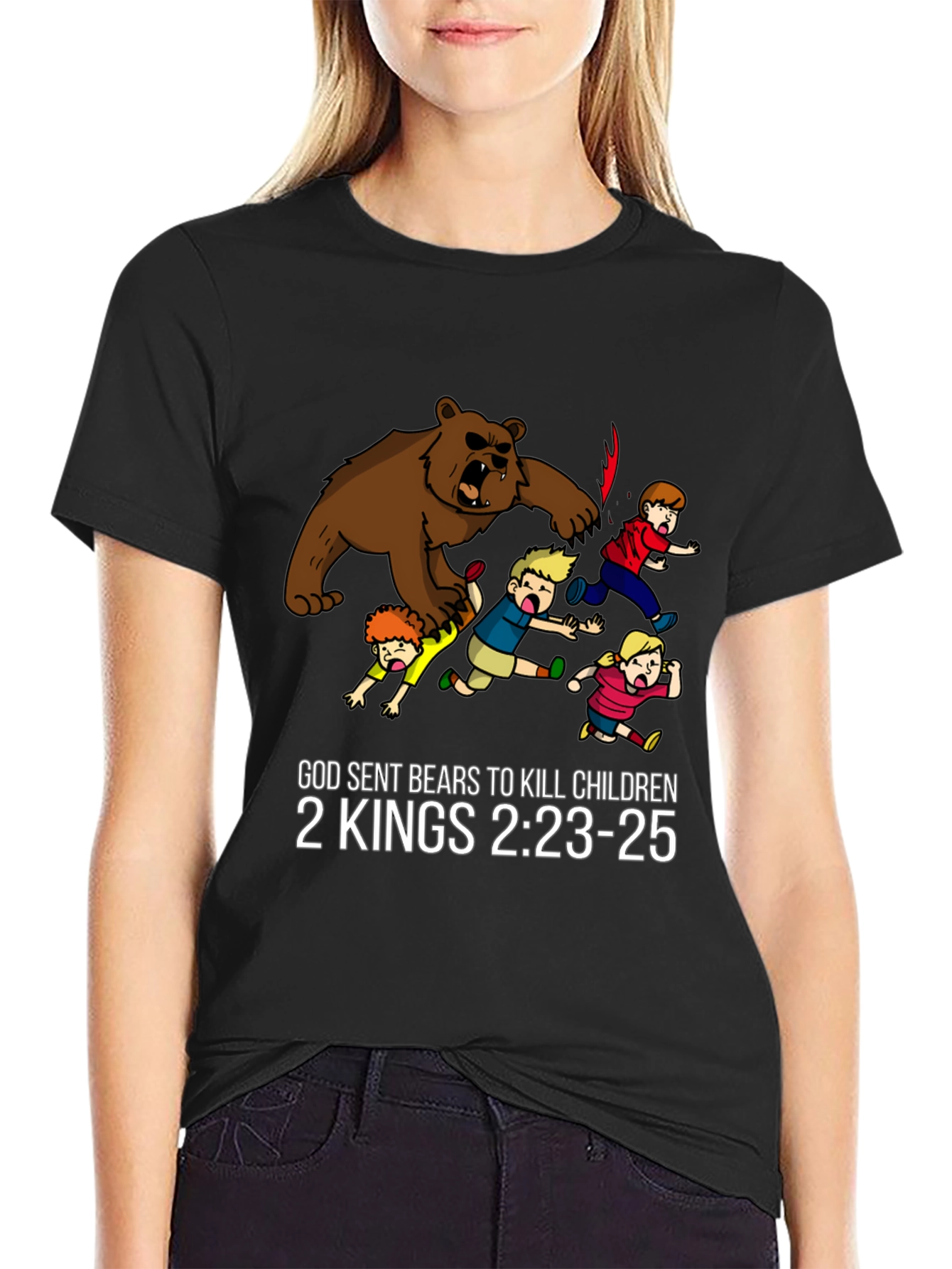 Black God Sent Bears T-Shirt 2 Kings Bible Verse Funny Graphic Tee view 2