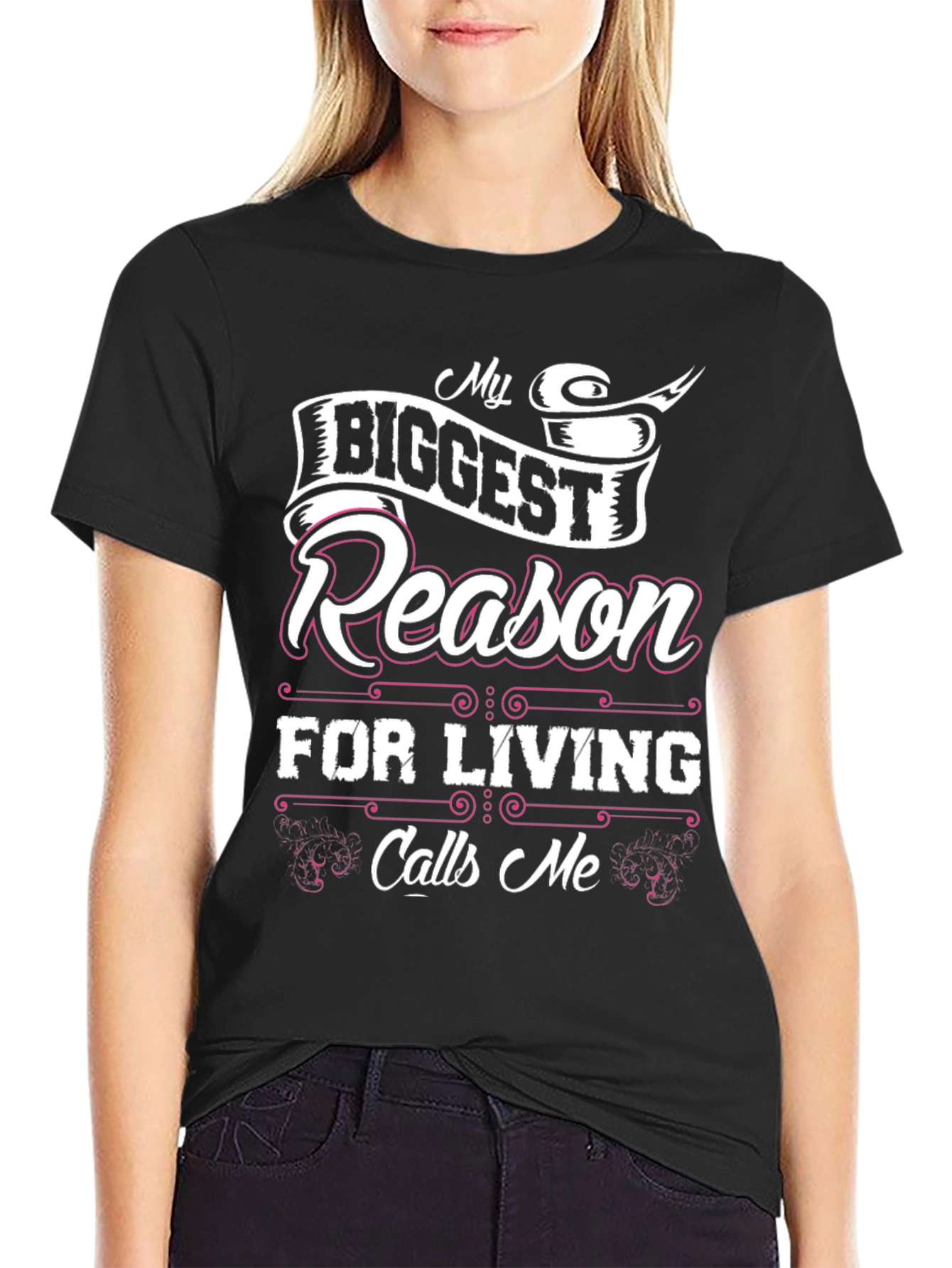 Black My Biggest Reason for Living T-Shirt - Black view 2