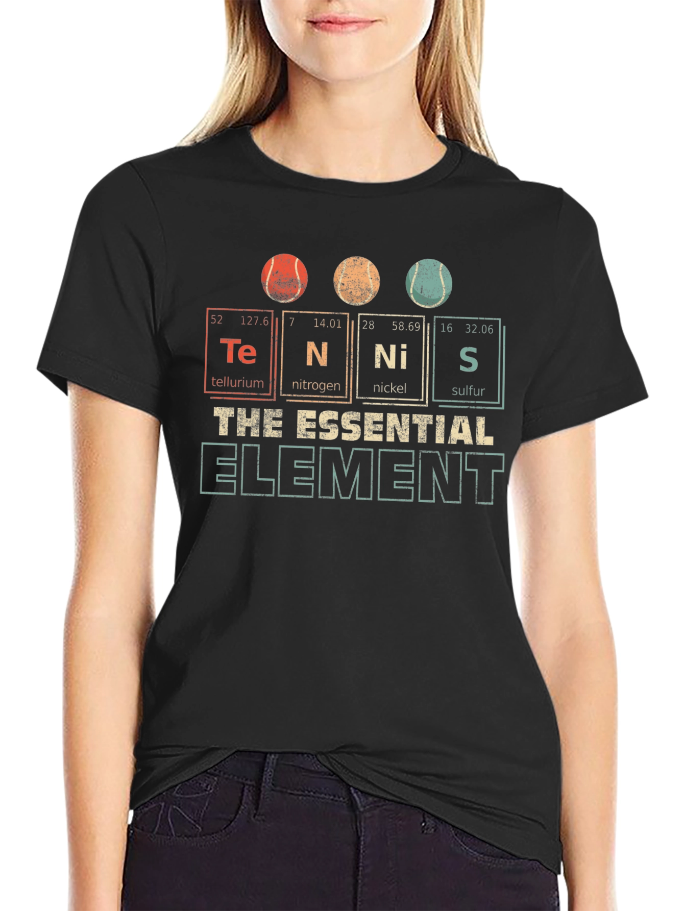 Black Tennis Elements T-Shirt: The Essential Element view 2