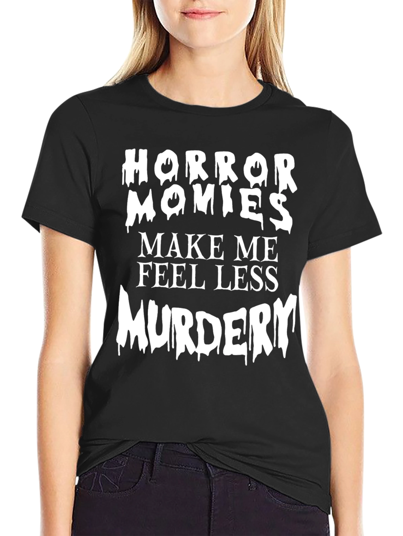 Black Horror Movies Make Me Feel Less Murdery Graphic Tee view 2