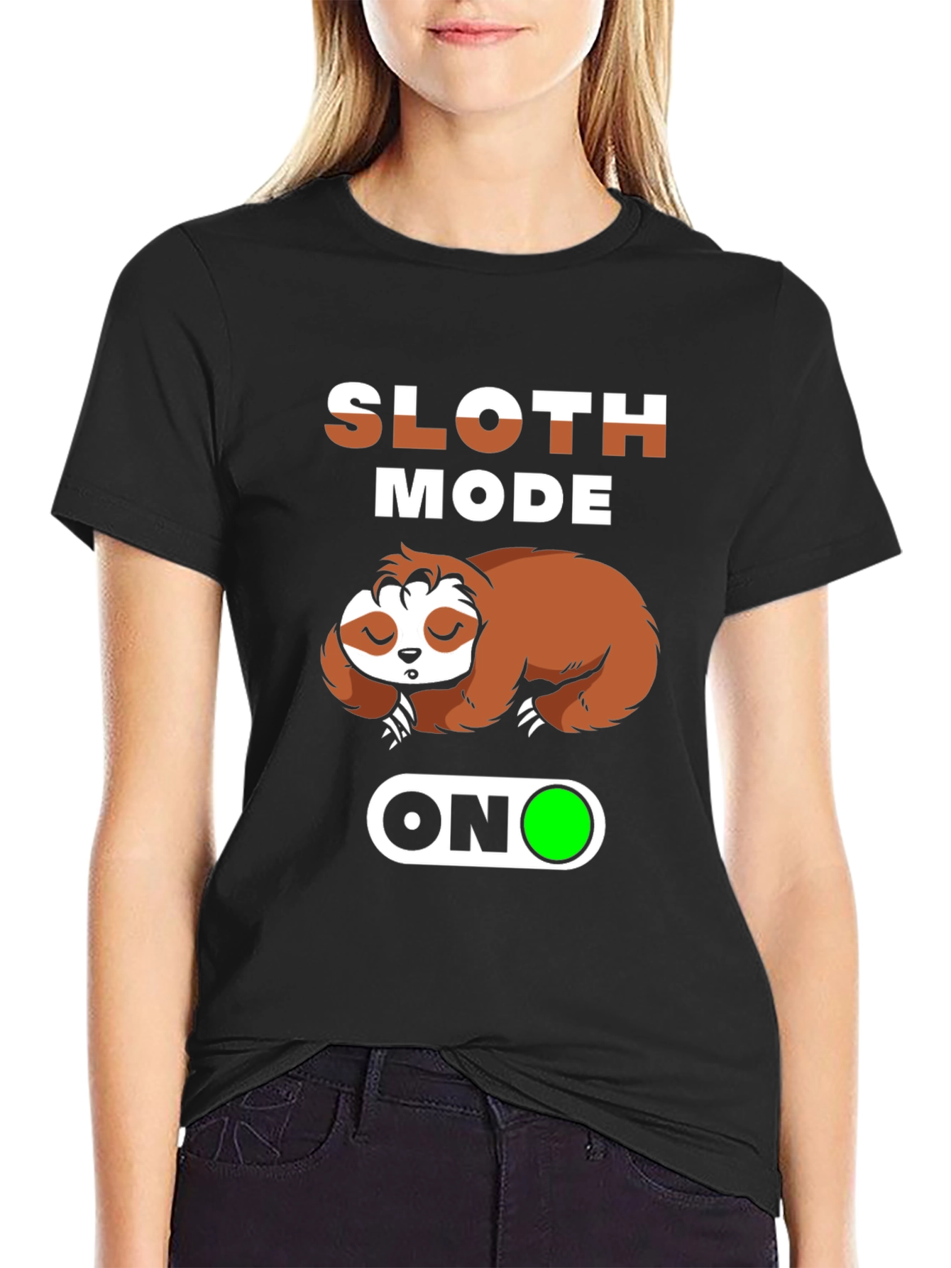 Black Sloth Mode On T-Shirt - Comfy, Relaxed Fit view 2