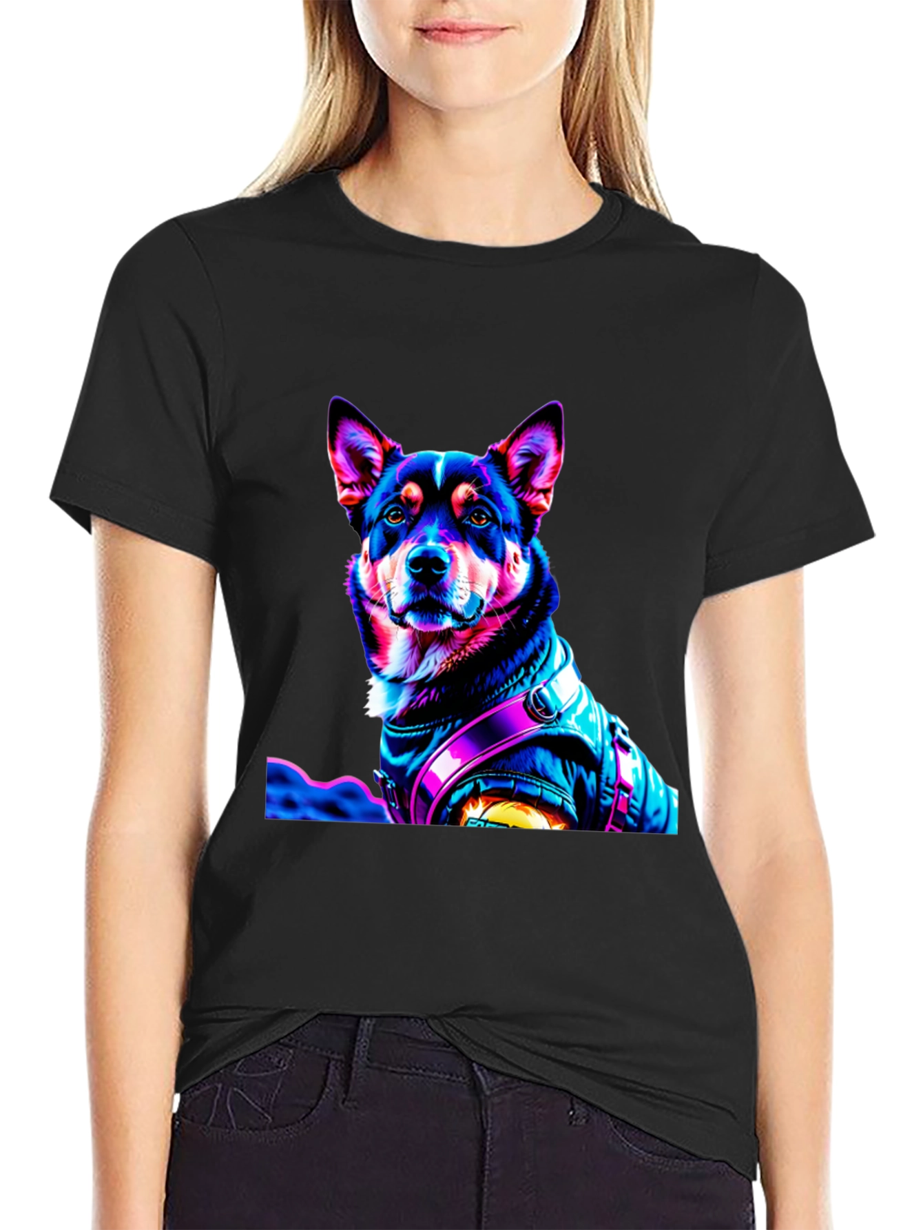 Black Dog in Jacket Graphic T-Shirt view 2