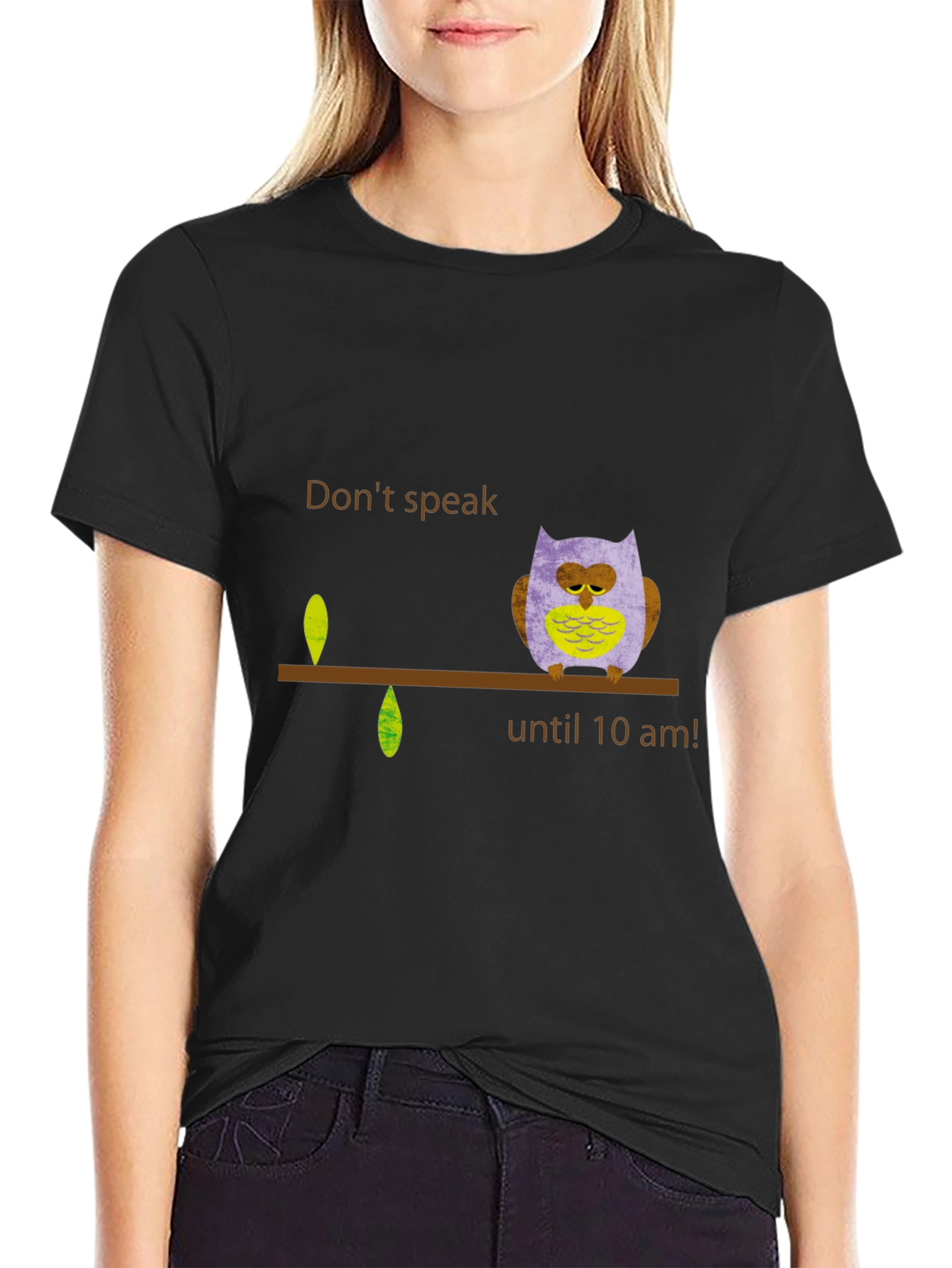 Black Don't Speak Owl T-Shirt - Funny Morning Tee view 2