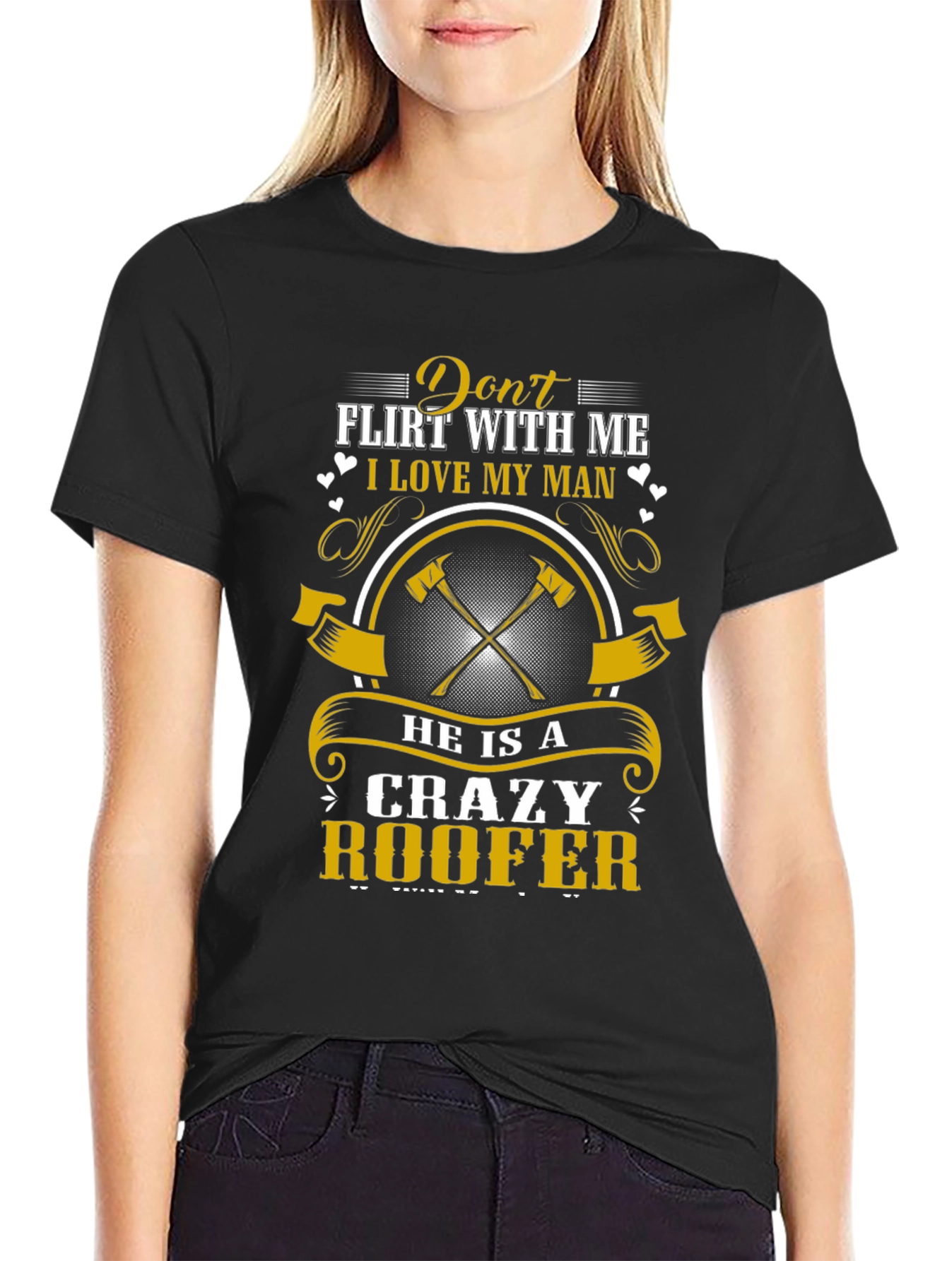 Black Crazy Roofer Man's T-Shirt view 2