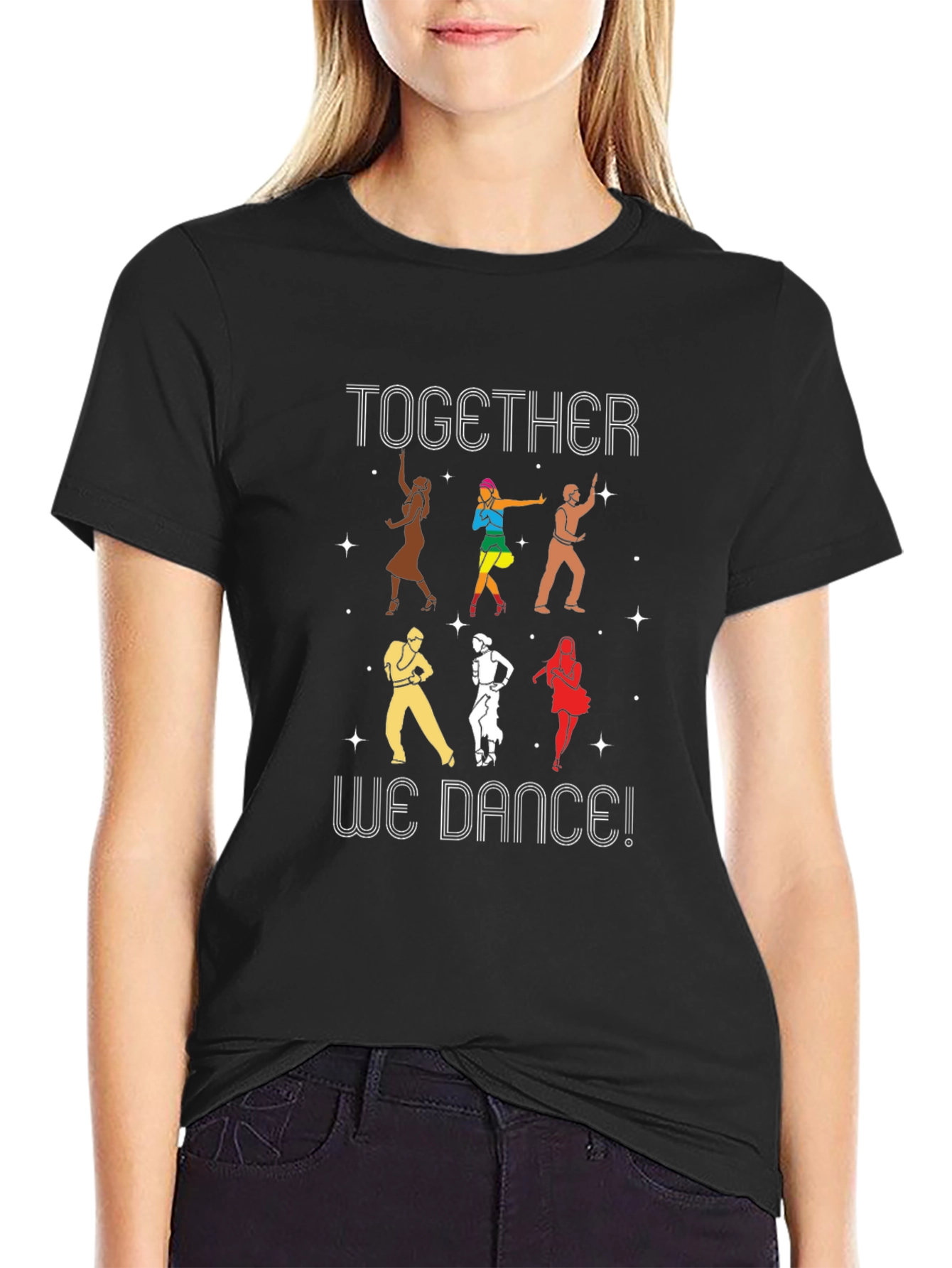 Black Together We Dance T-Shirt - Fun & Colorful! view 2
