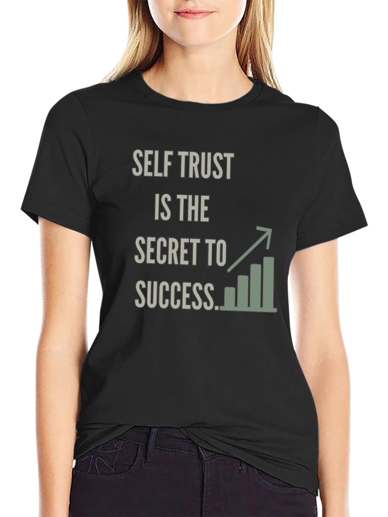 Black Self Trust Success Graphic T-Shirt view 2