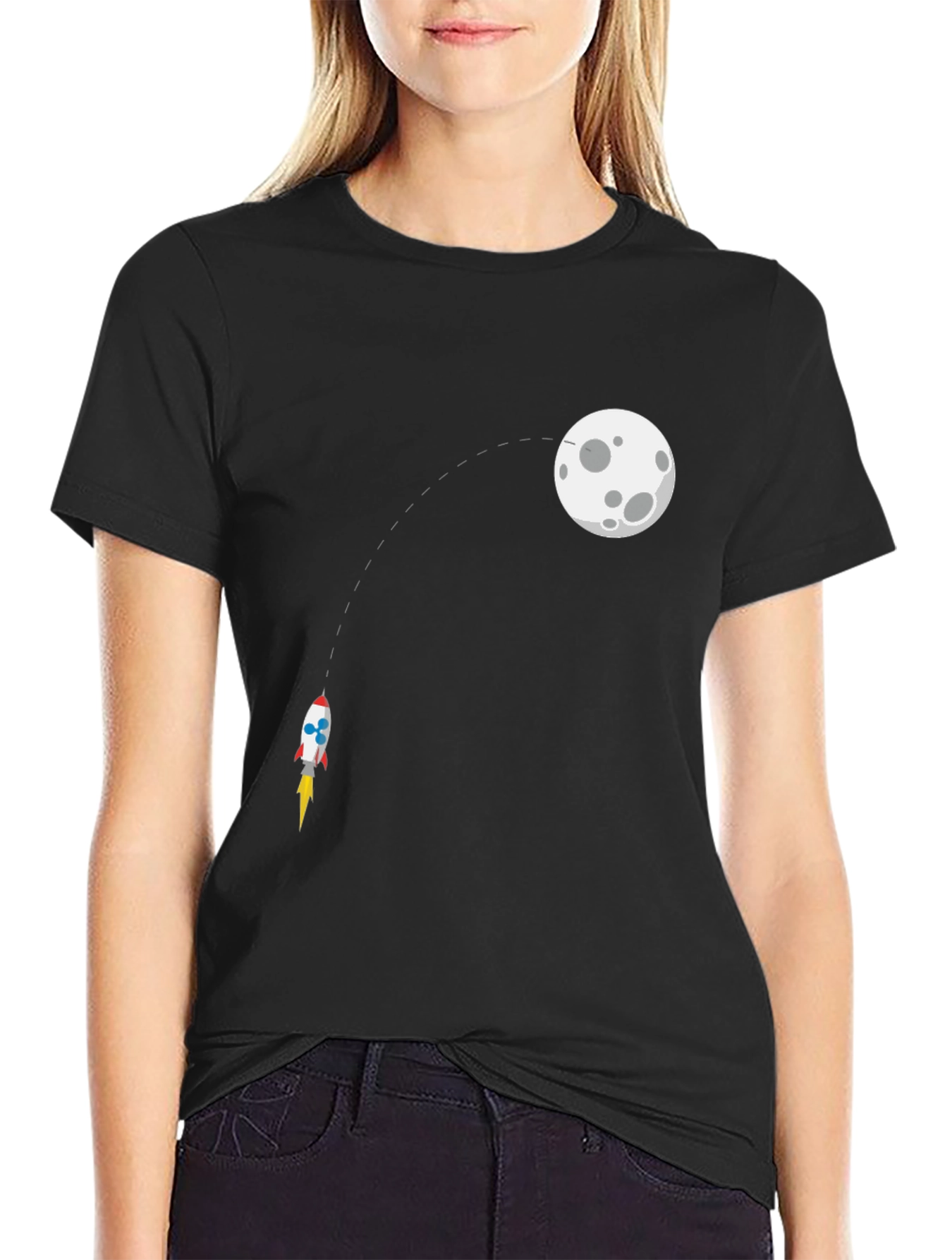 Black Rocket to the Moon Graphic Tee - Black view 2