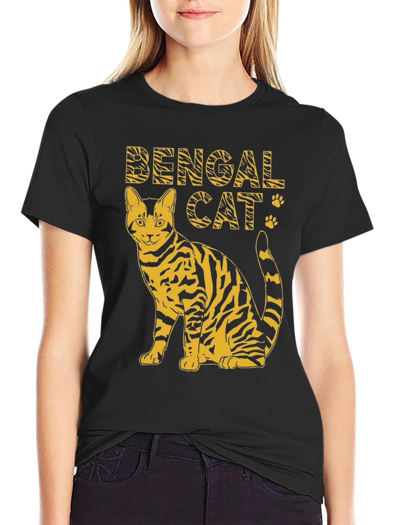 Black Bengal Cat Graphic Tee - Animal Print Shirt view 2