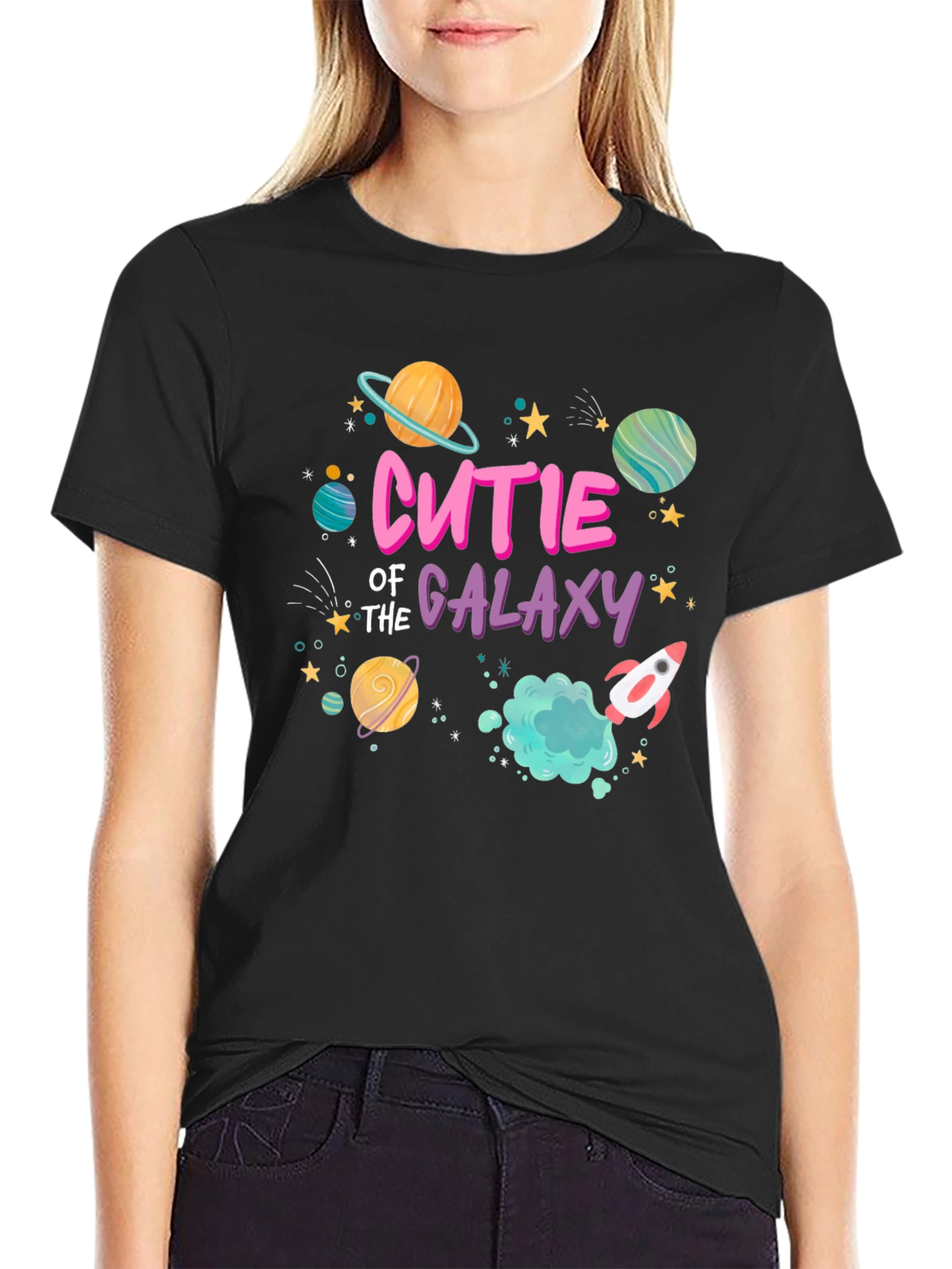 Black Cutie of the Galaxy Black T-Shirt view 2