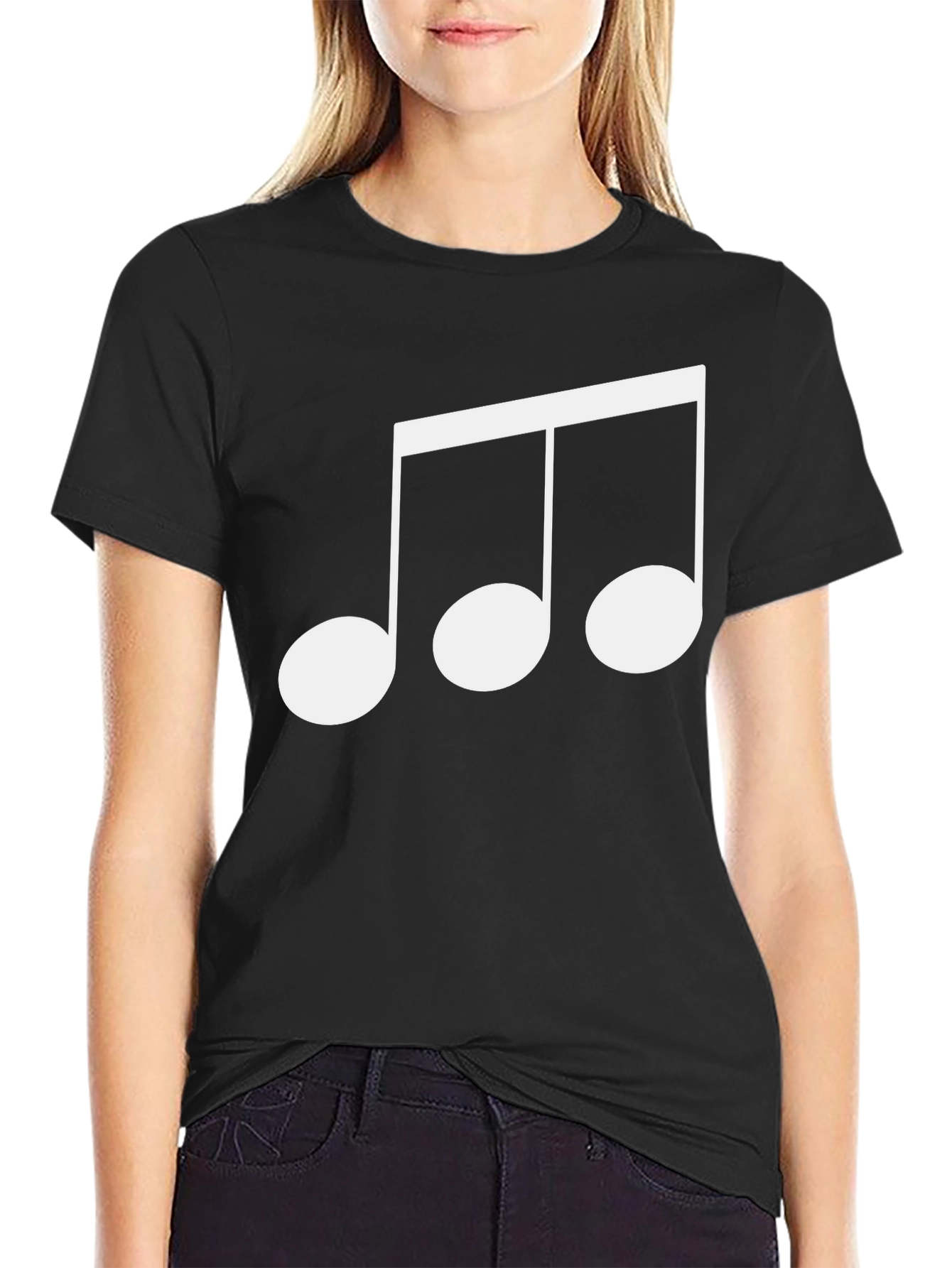 Black Musical Note Graphic Black T-Shirt view 2