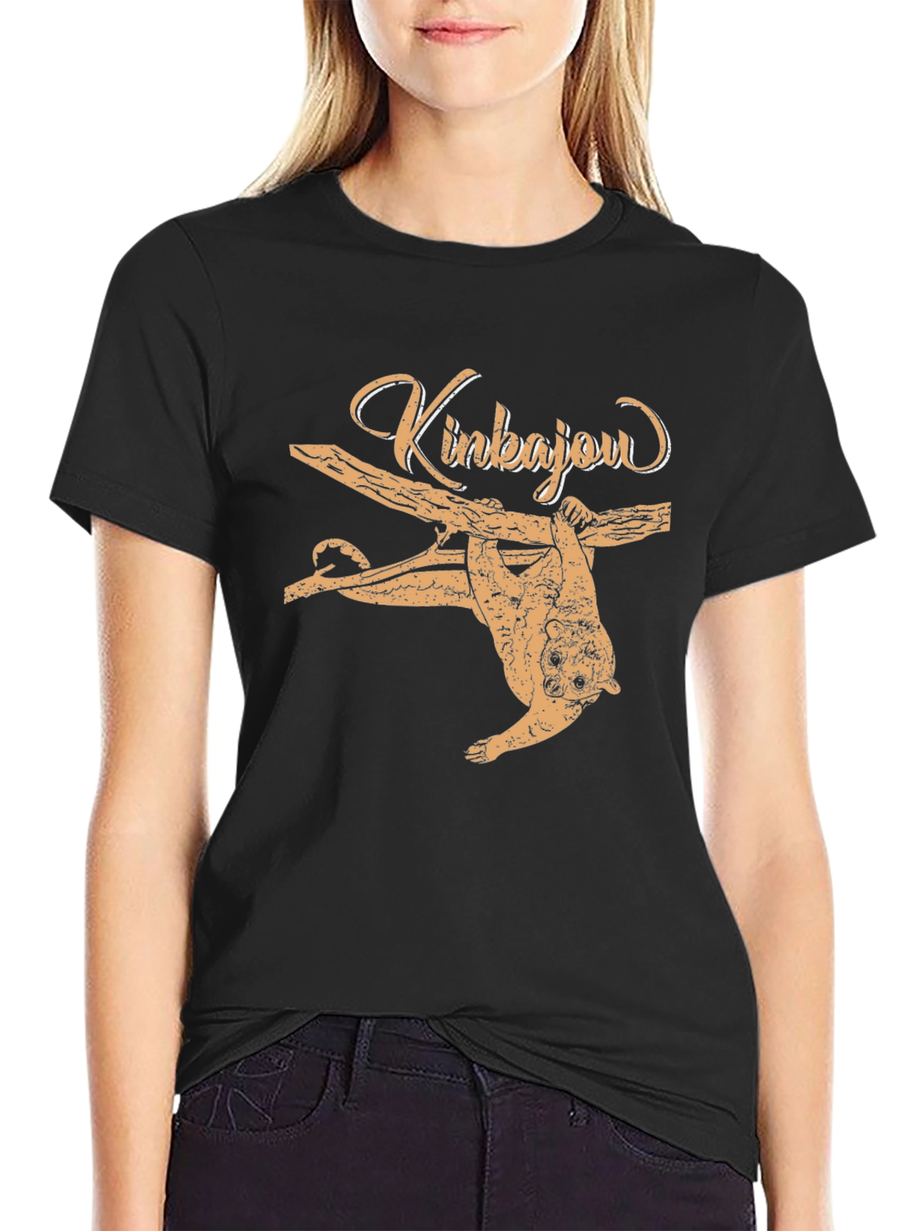 Black Kinkajou Animal Graphic Print Tee - Black view 2