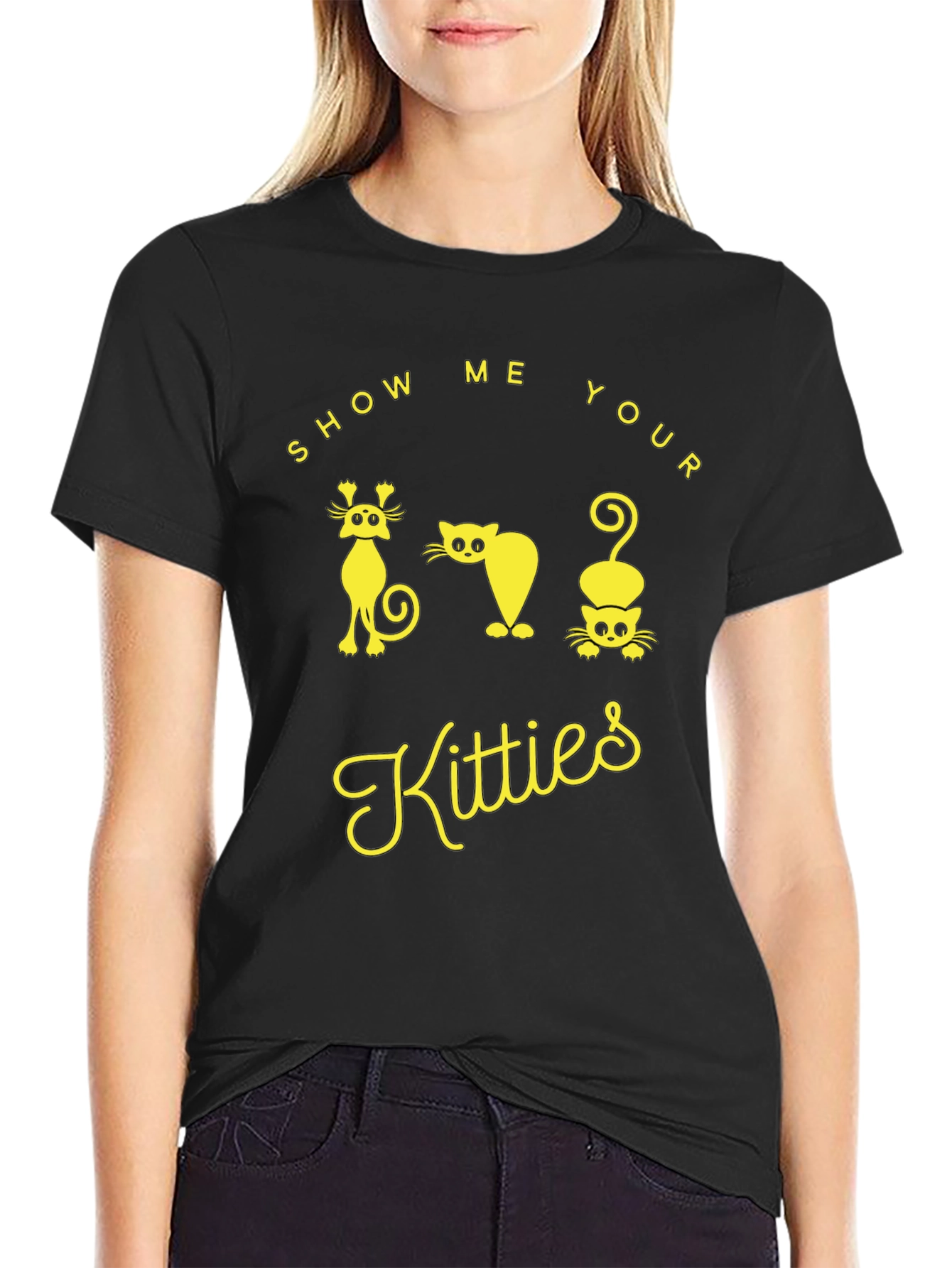 Black Show Me Your Kitties T-Shirt view 2