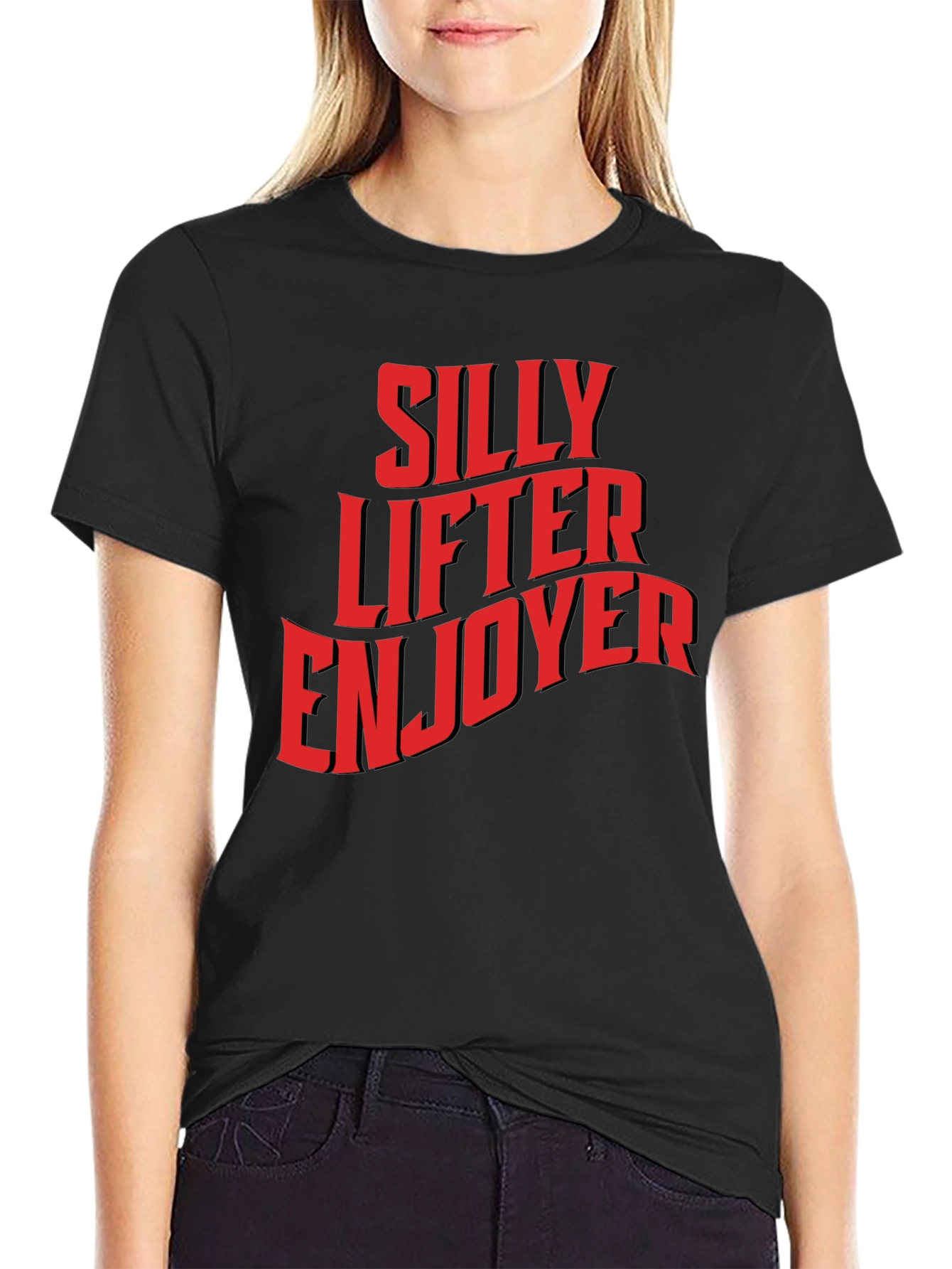 Black Silly Lifter Enjoyer Graphic T-Shirt view 2