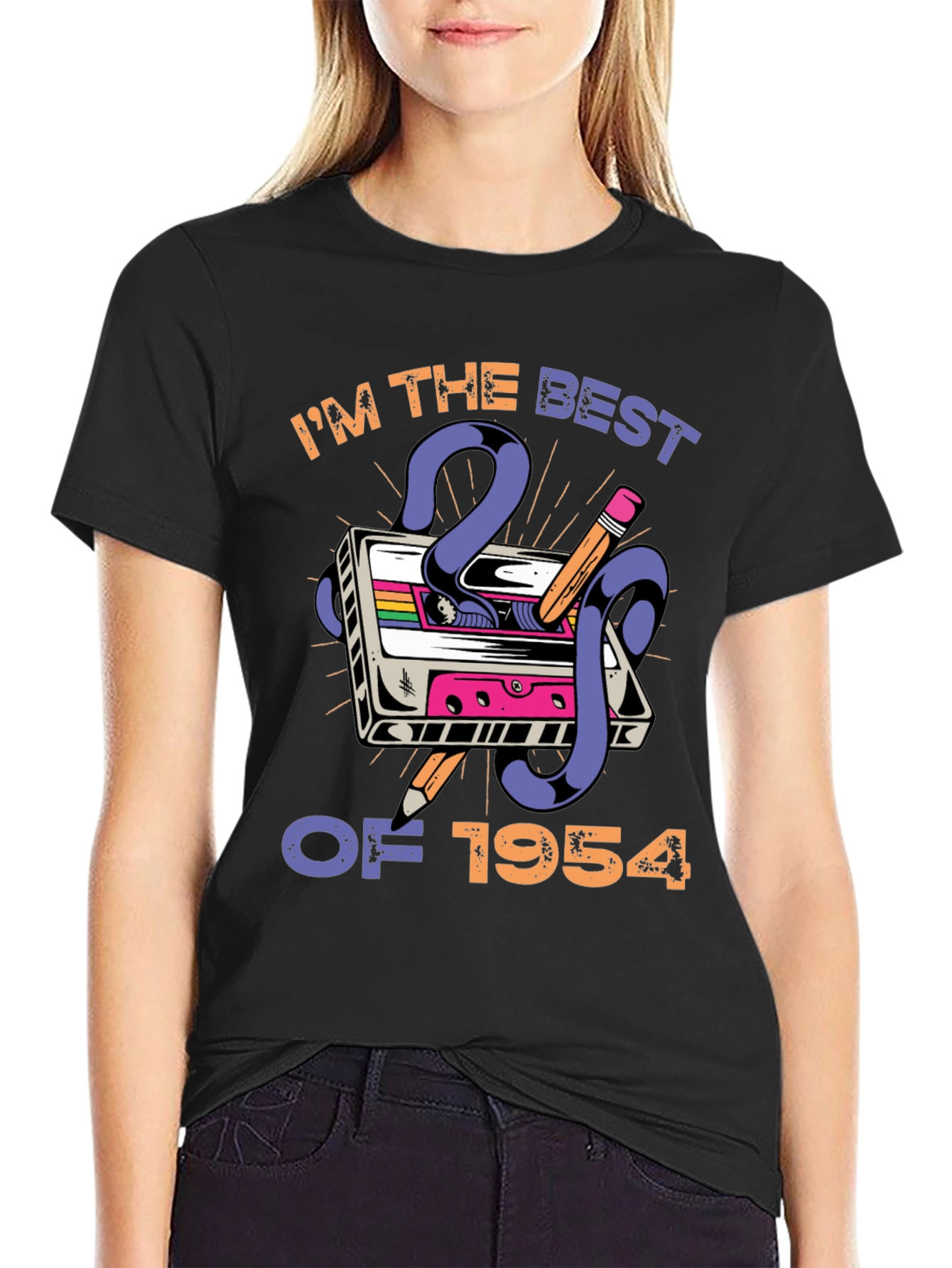 Black Best of 1954 Cassette Tape T-Shirt  view 2