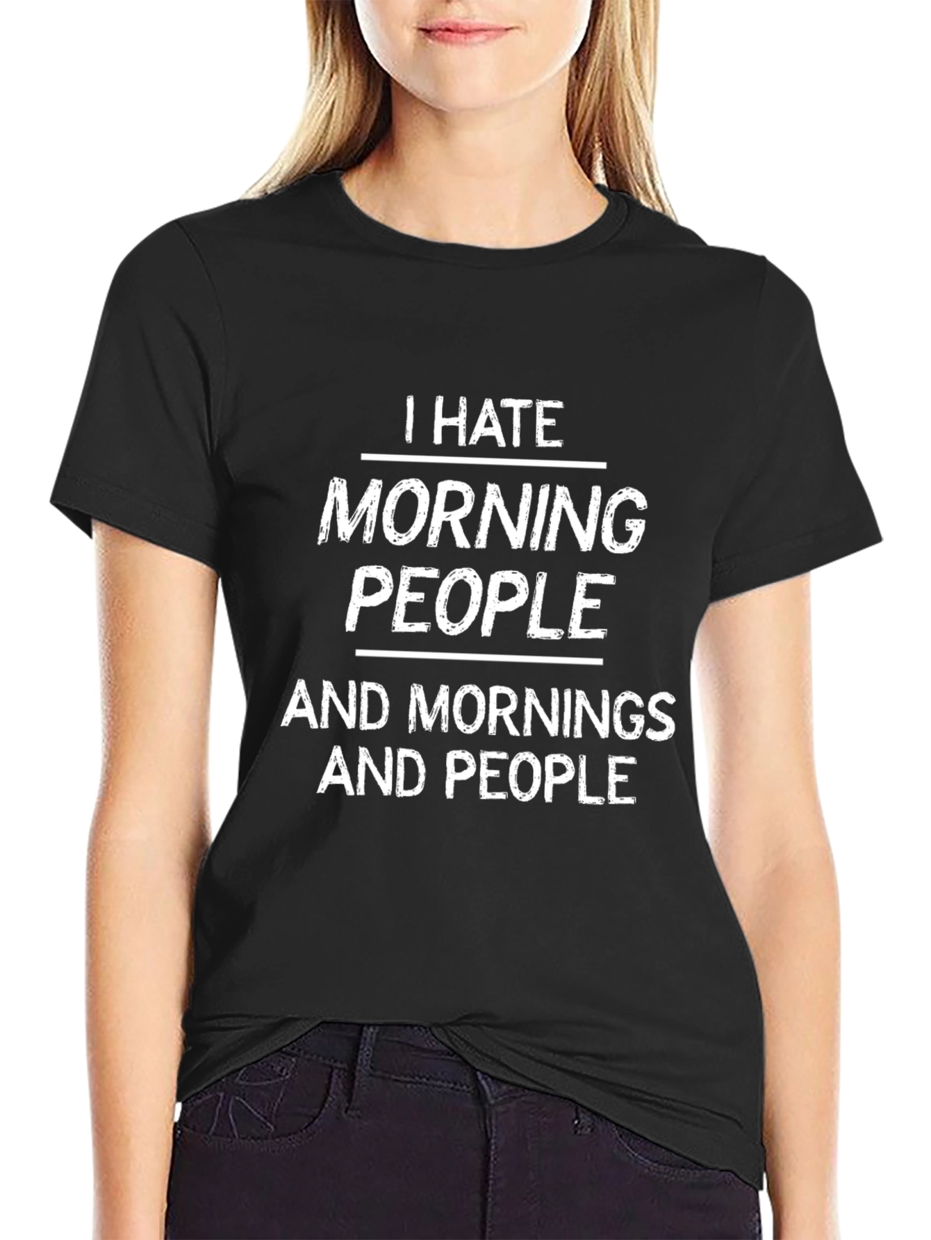Black I Hate Morning People T-Shirt view 2