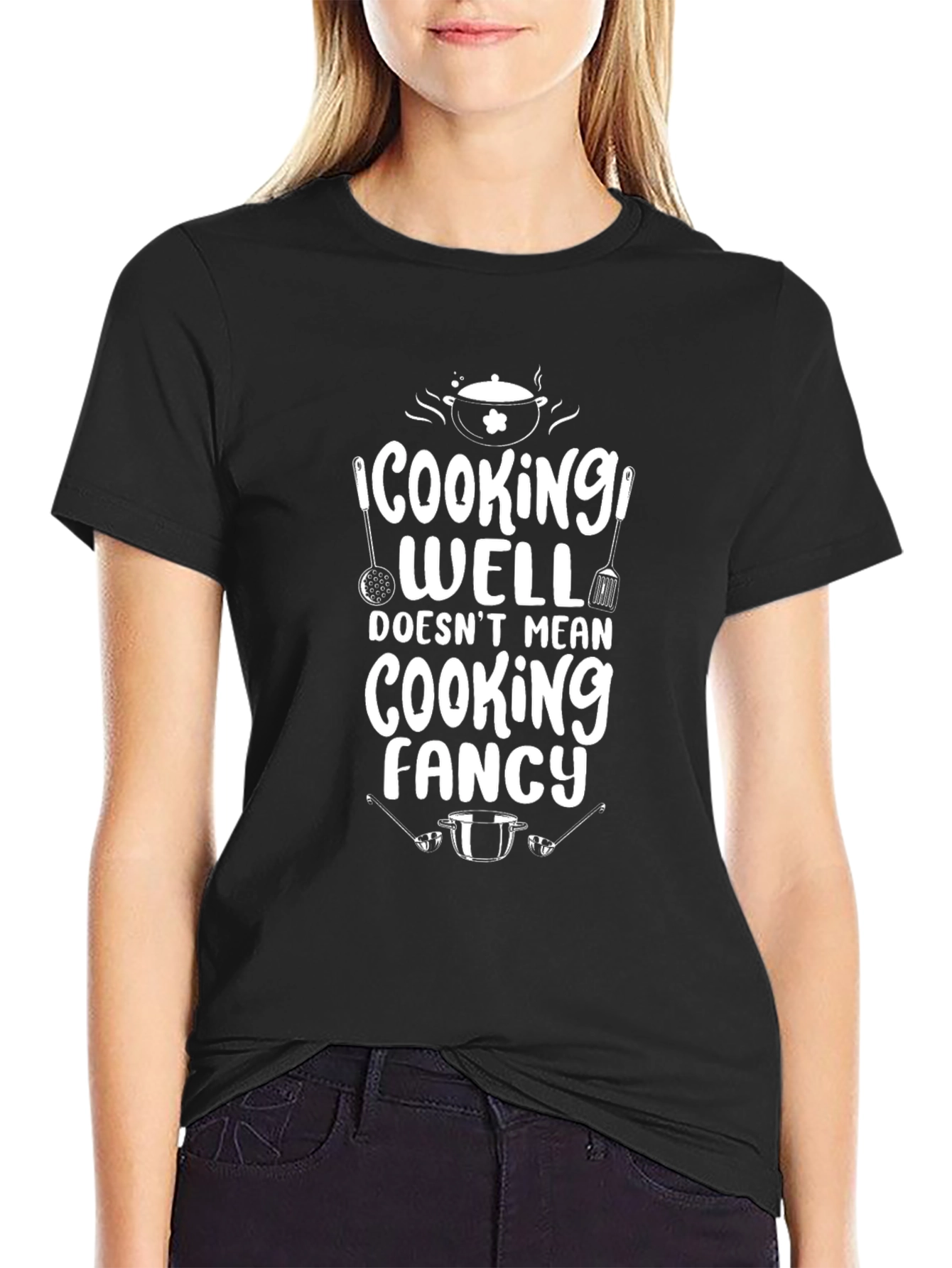 Black Cooking Well T-Shirt - Funny Chef Gift view 2