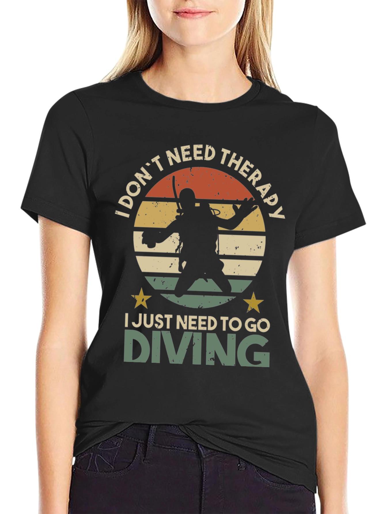 Black Diving Therapy Graphic T-Shirt view 2