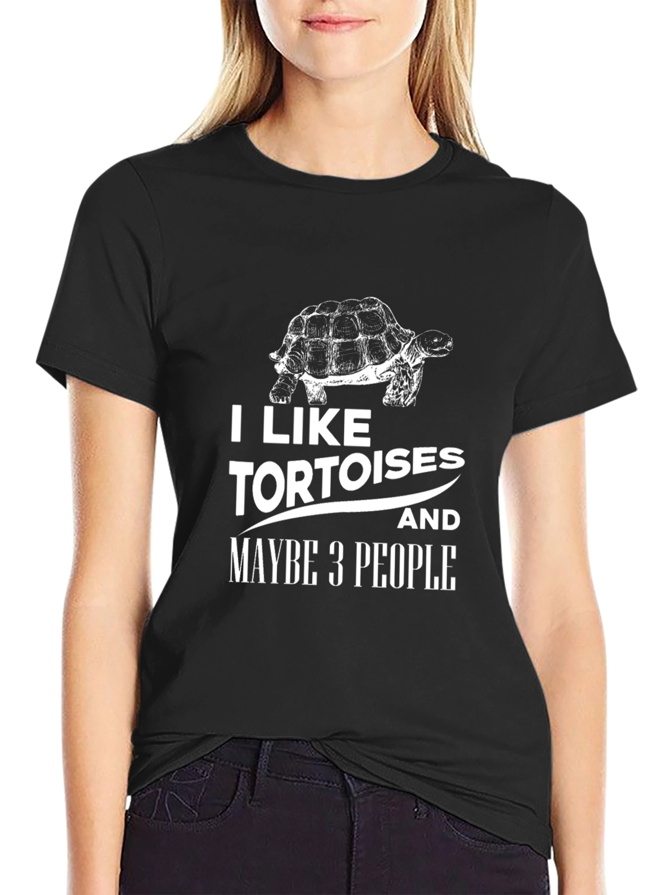 Black Tortoise Lover T-Shirt: "I Like Tortoises and Maybe 3 People" view 2