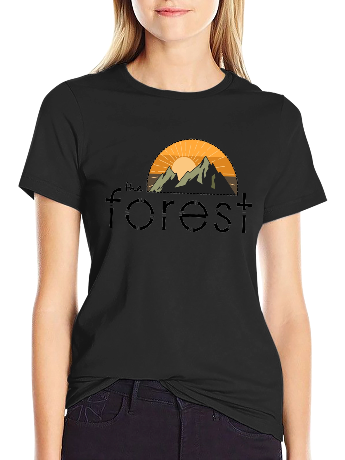 Black The Forest Graphic Tee - Nature Inspired Design view 2
