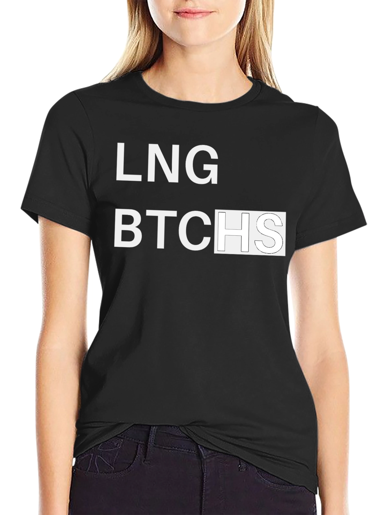 Black LNG BTCHS Graphic Tee - Funny Men's Black T-Shirt view 2