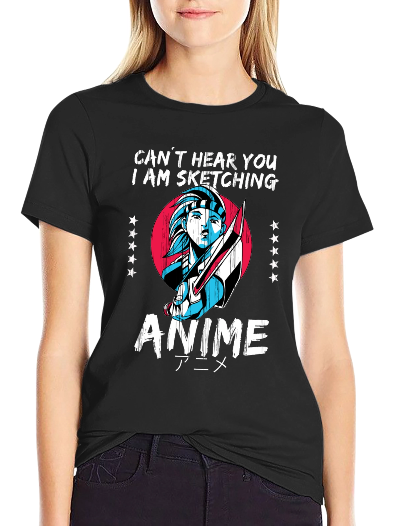 Black Anime Sketching T-Shirt - Artistic Fashion view 2