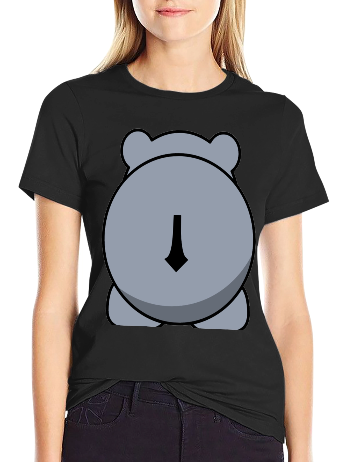 Black Cute Hippo Butt Black Graphic Tee Shirt view 2