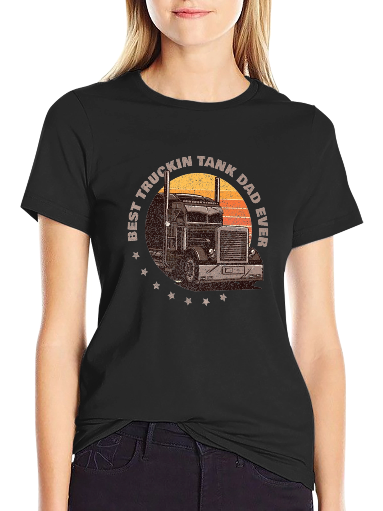 Black Best Truckin Tank Dad Ever T-Shirt view 2