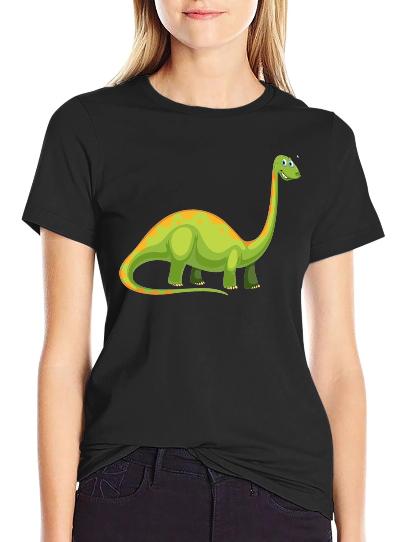 Black Dinosaur Graphic Black T-Shirt view 2