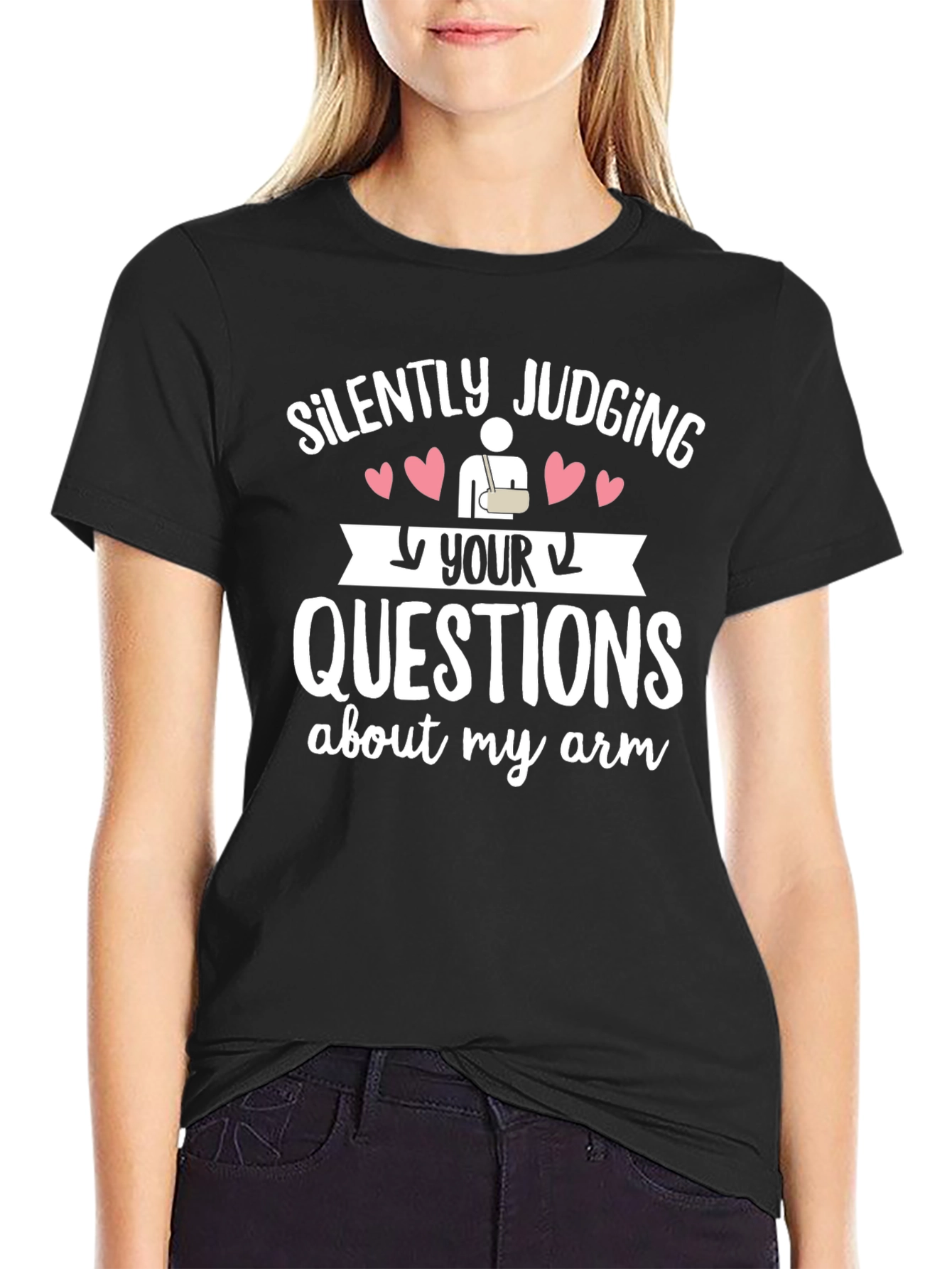 Black Silently Judging Your Arm Questions Graphic Tee view 2