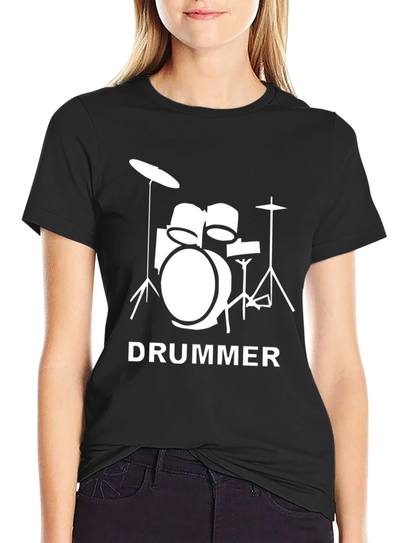 Black Drummer T-Shirt - Music Lover's Tee view 2