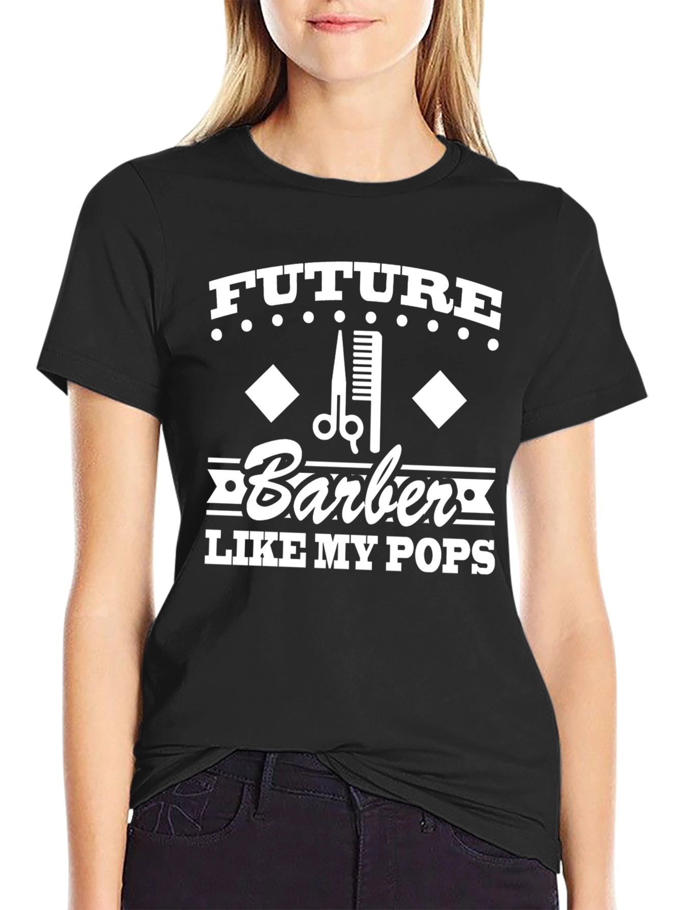 Black Future Barber Like My Pops Black Graphic T-Shirt view 2