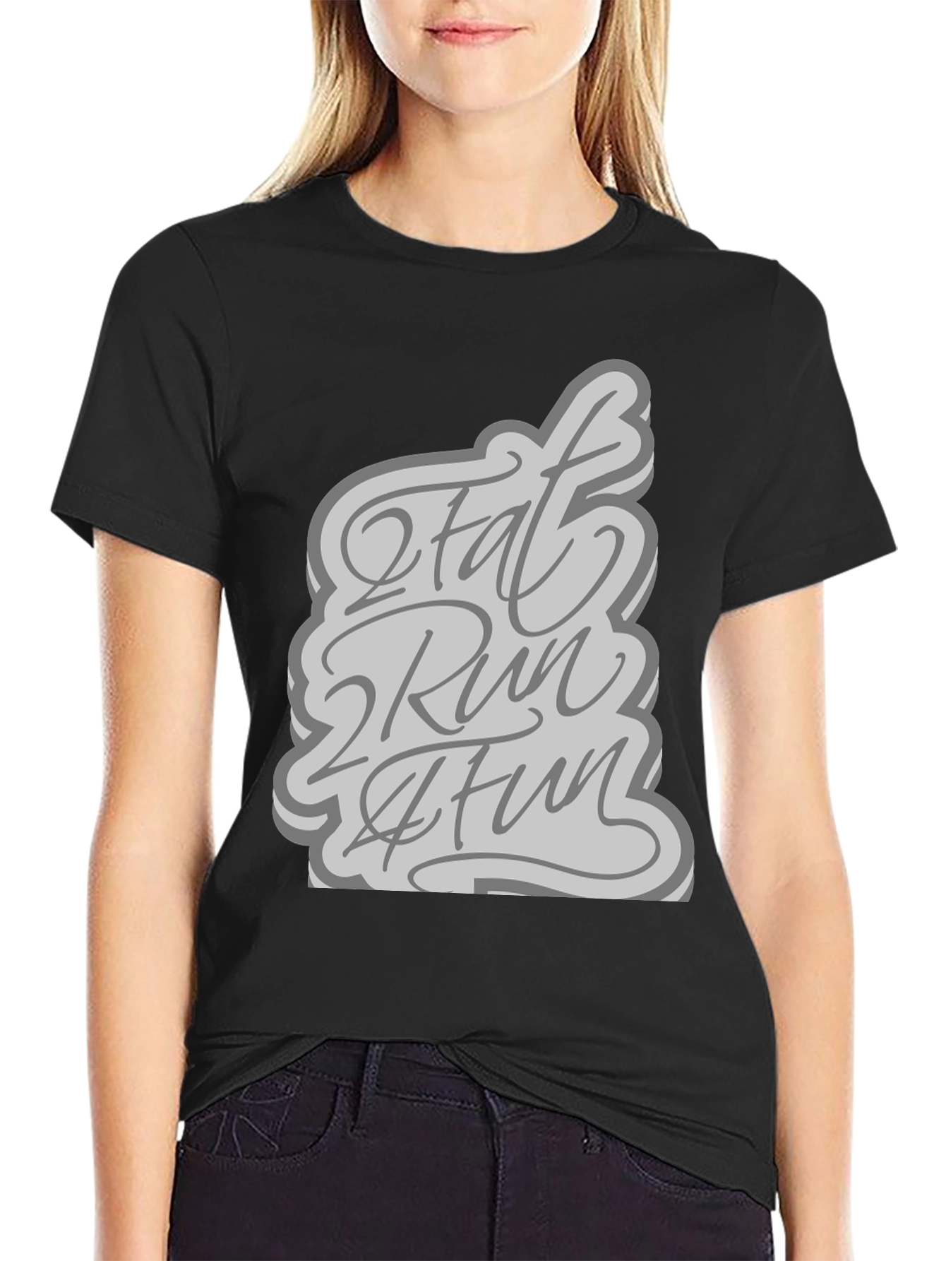 Black 2 Fat 2 Run 4 Fun Graphic Tee - Black view 2