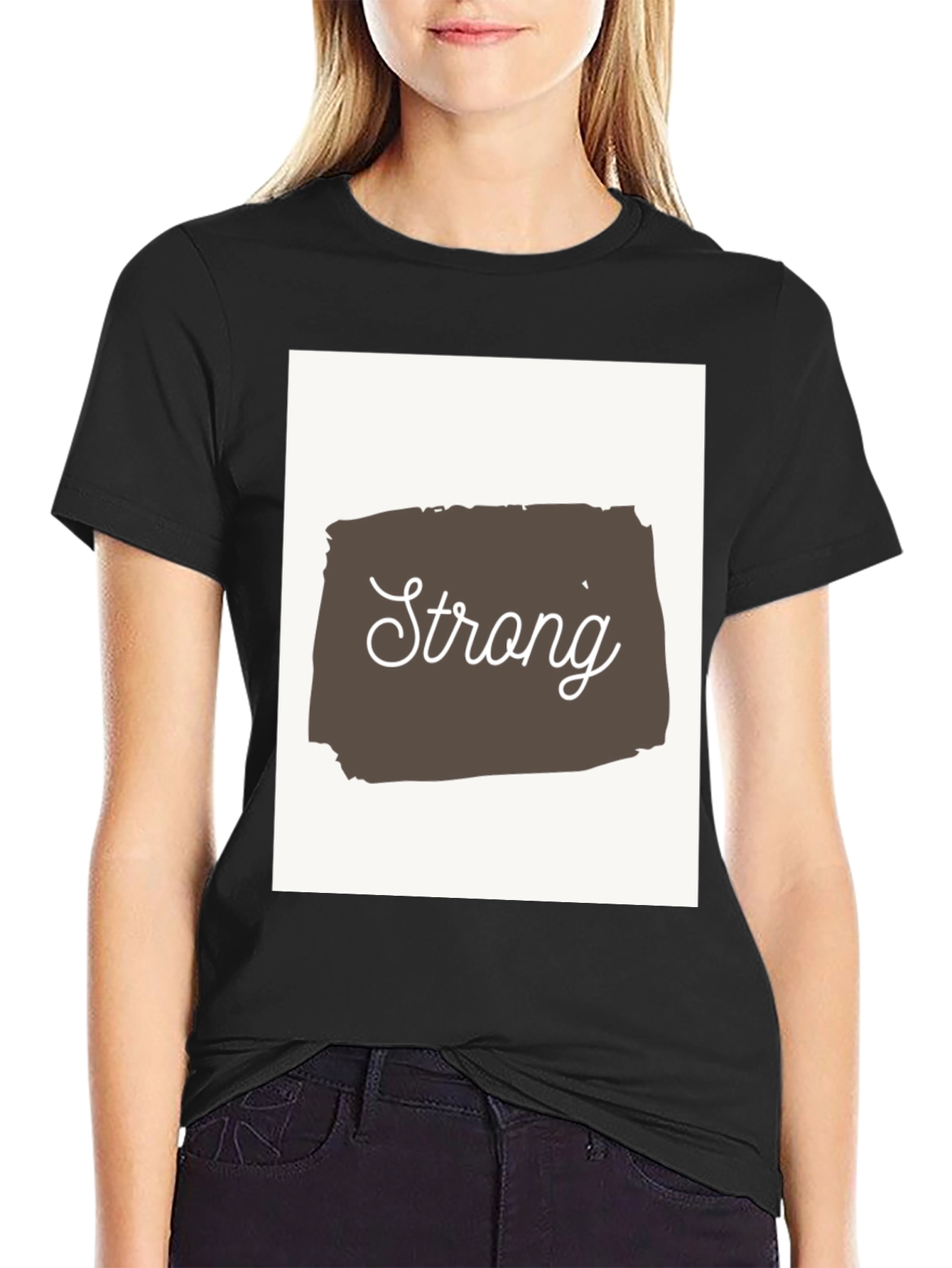 Black Strong Graphic Tee - Motivational Shirt view 2