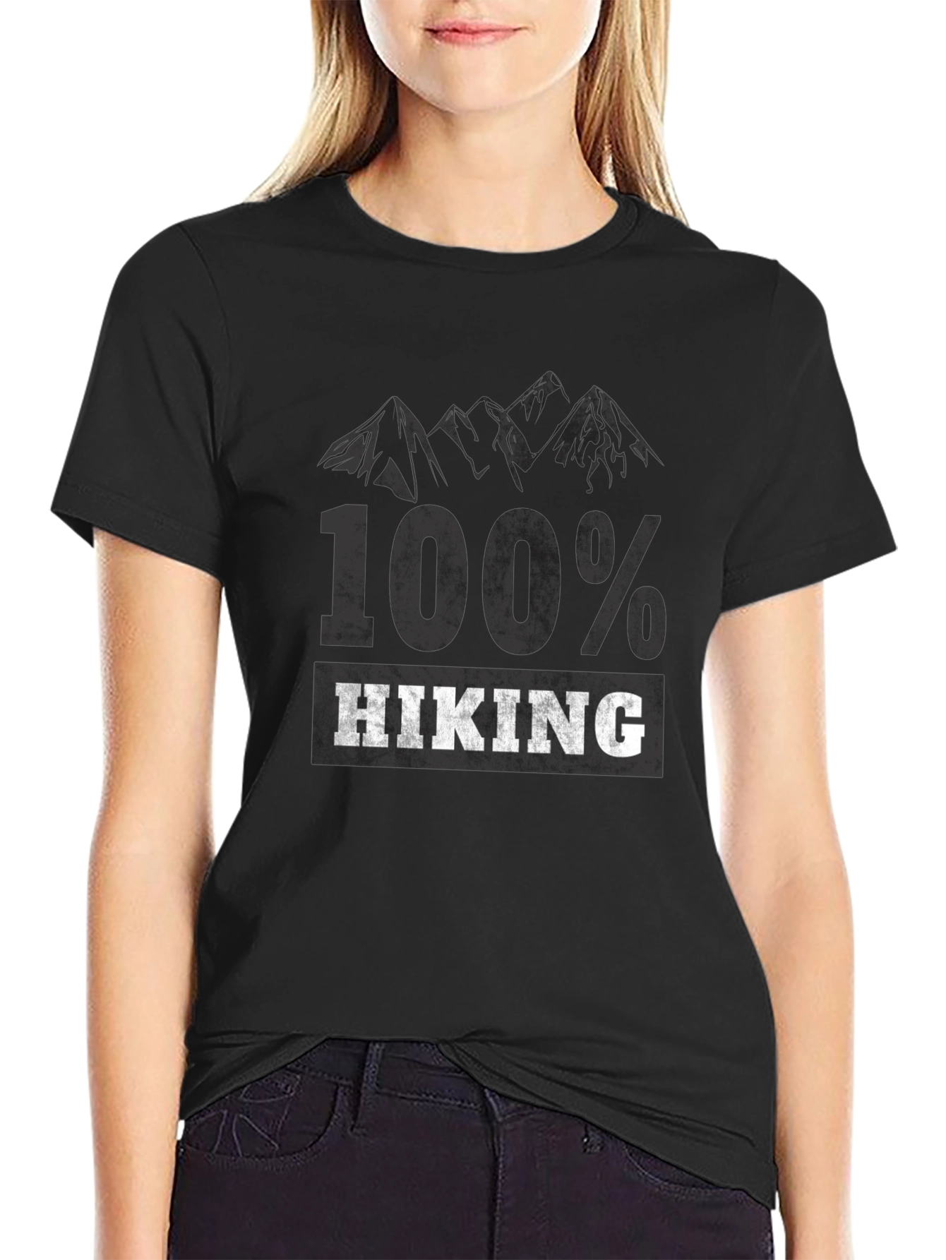 Black 100% Hiking Graphic T-Shirt - Outdoor Adventure view 2