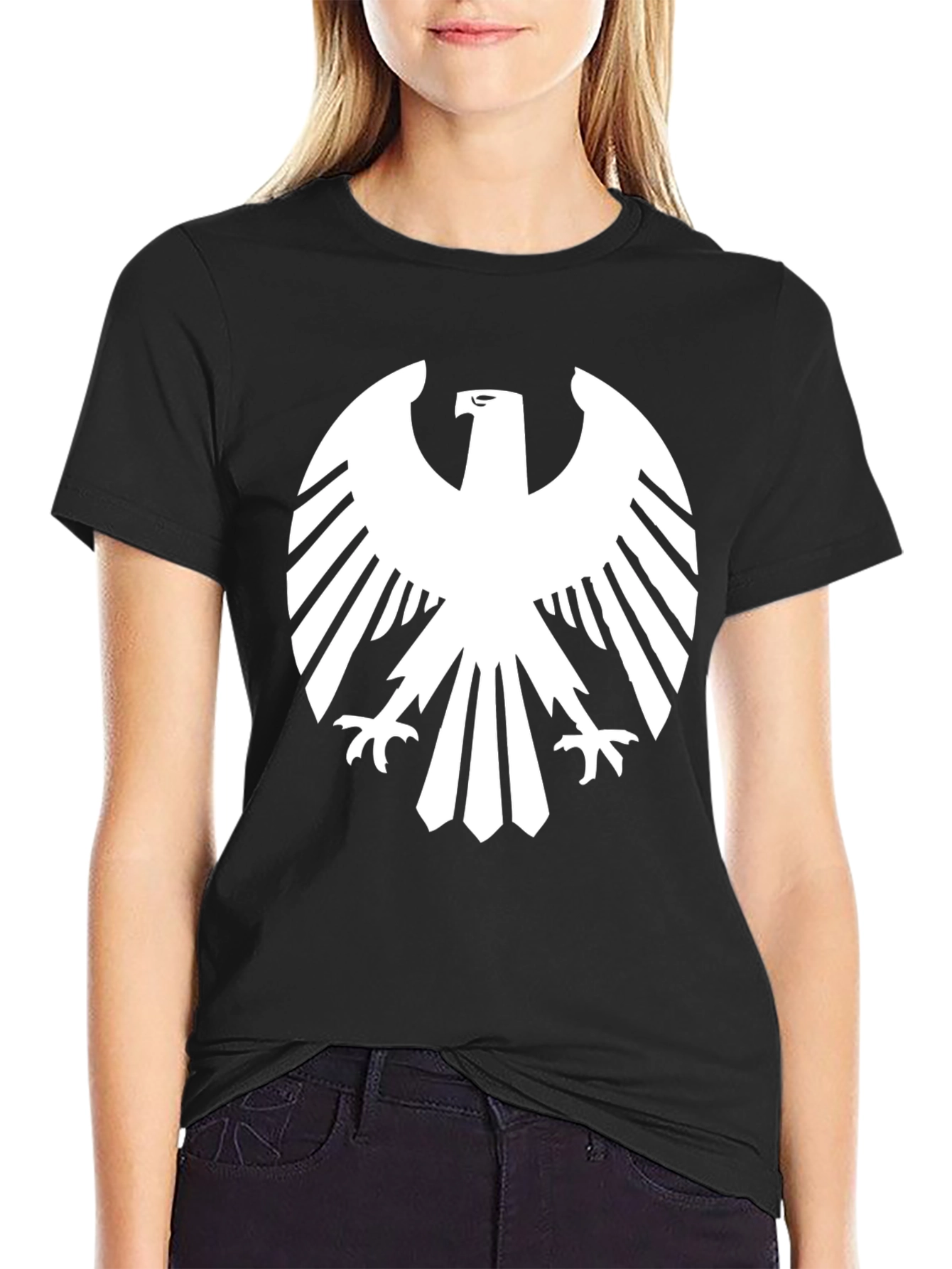 Black Bold Eagle Graphic Tee - Black Cotton Blend view 2