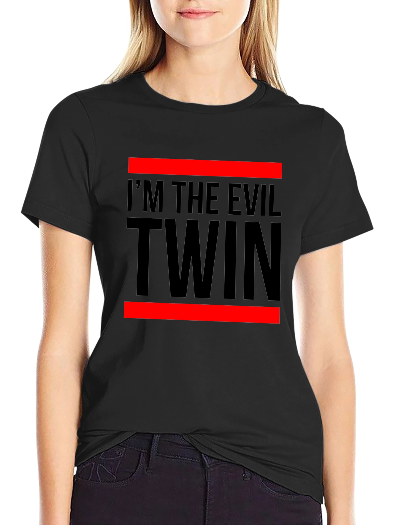Black I'm the Evil Twin Black Graphic Tee view 2