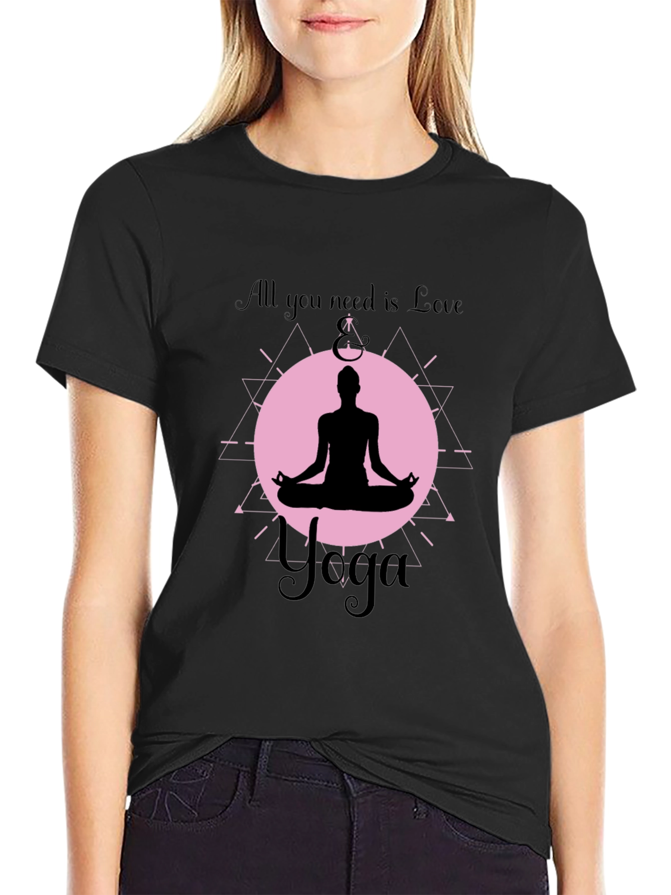 Black Yoga Love Graphic T-Shirt - Meditate in Style view 2