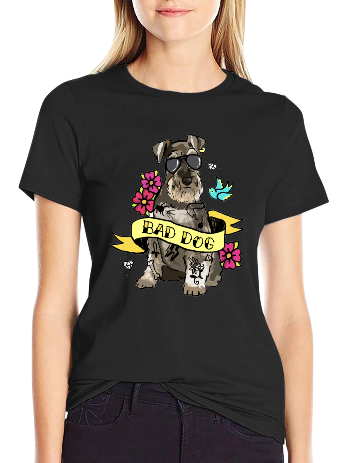 Bad Dog T-Shirt - Graphic Tee with Tattooed Schnauzer - 2
