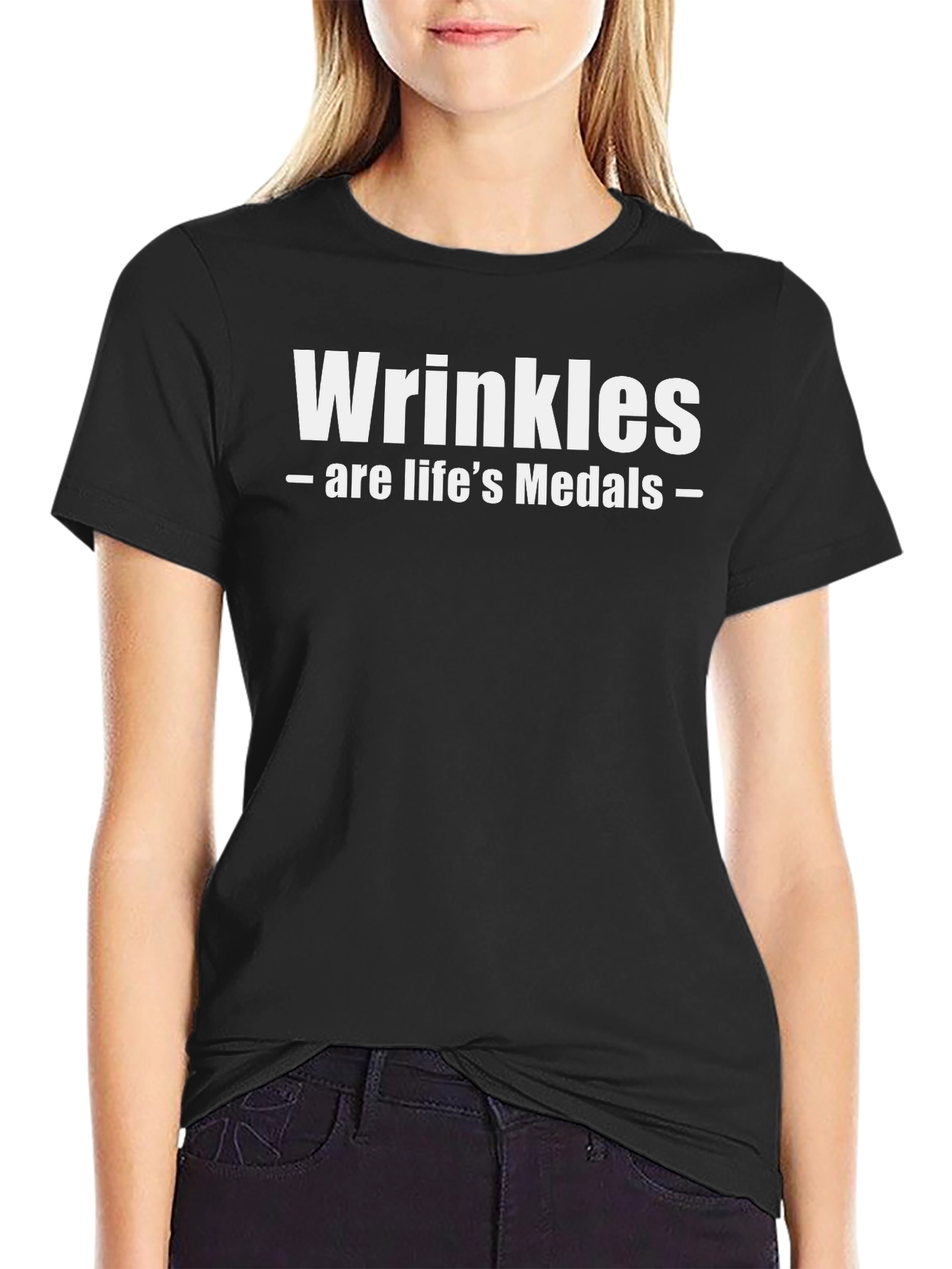 Black Wrinkles Are Life's Medals Graphic T-Shirt view 2