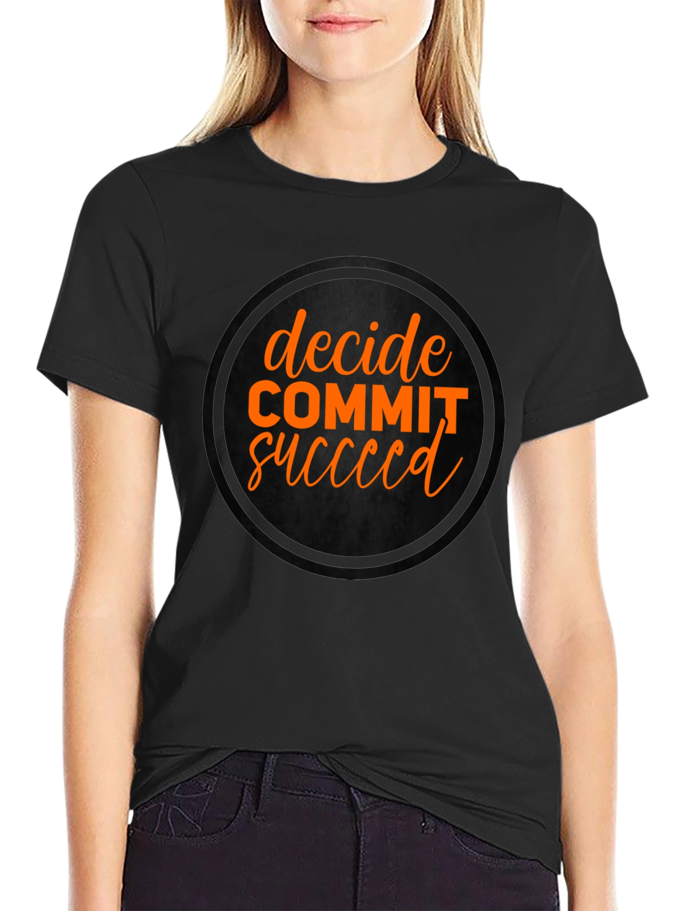 Black Decide Commit Succeed Black Graphic T-Shirt view 2