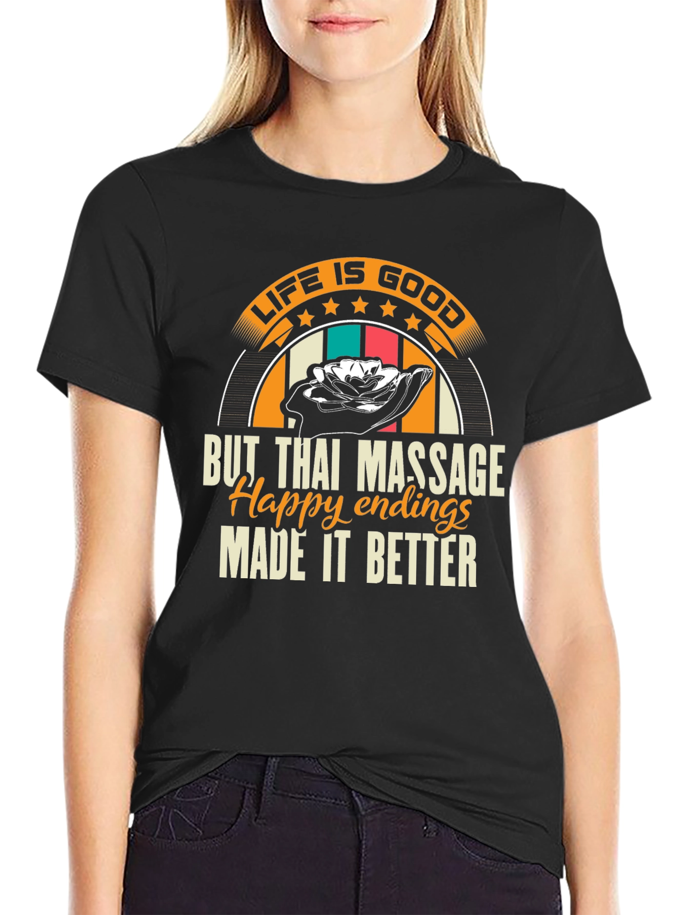 Black Life is Good Thai Massage T-Shirt view 2