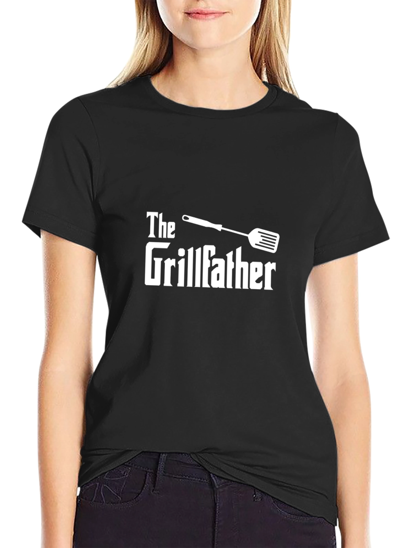 Black The Grillfather T-Shirt - BBQ Master Dad Tee view 2
