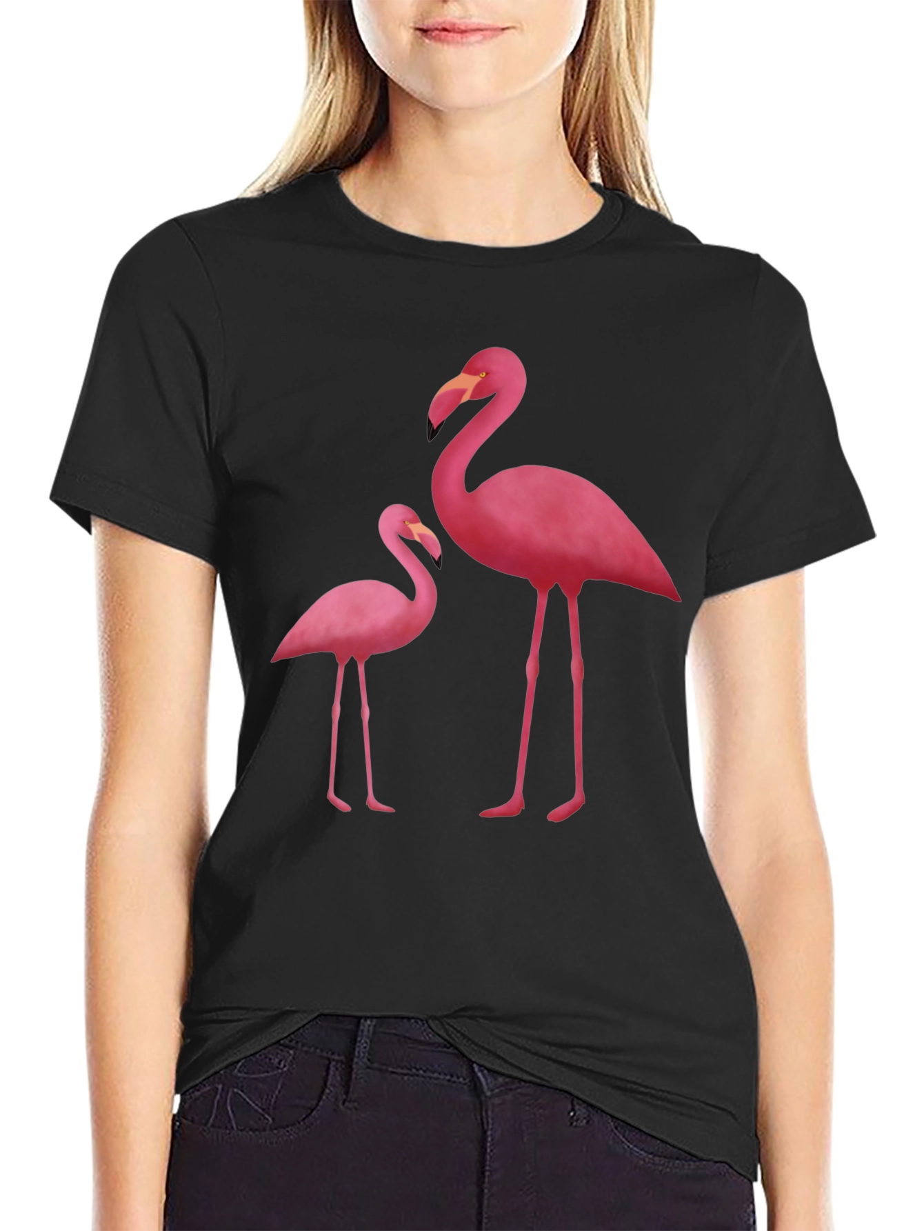 Black Flamingo Graphic Tee - Black Cotton Blend view 2