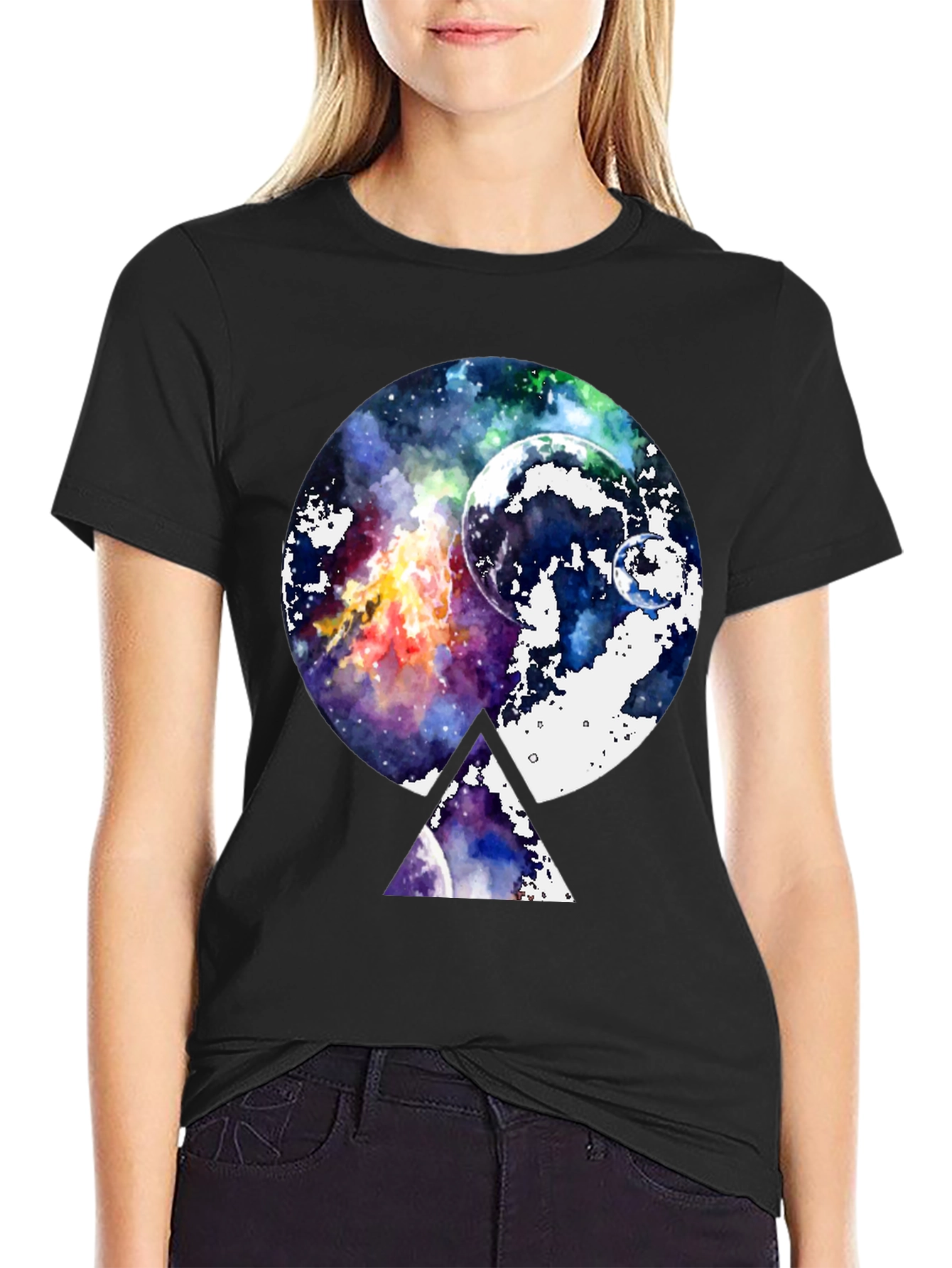 Galaxy Space Graphic Print Black T-Shirt - 2